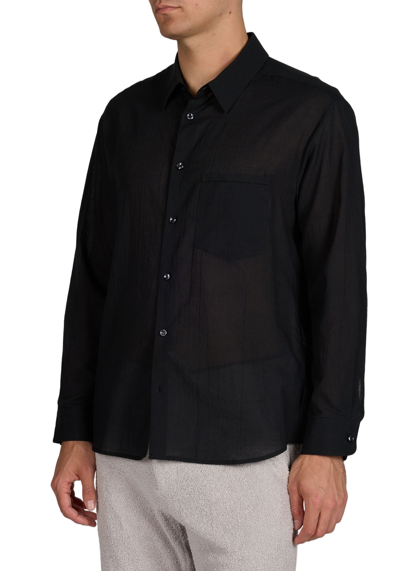 Chemise droite froissée en coton POST ARCHIVE FACTION Noir