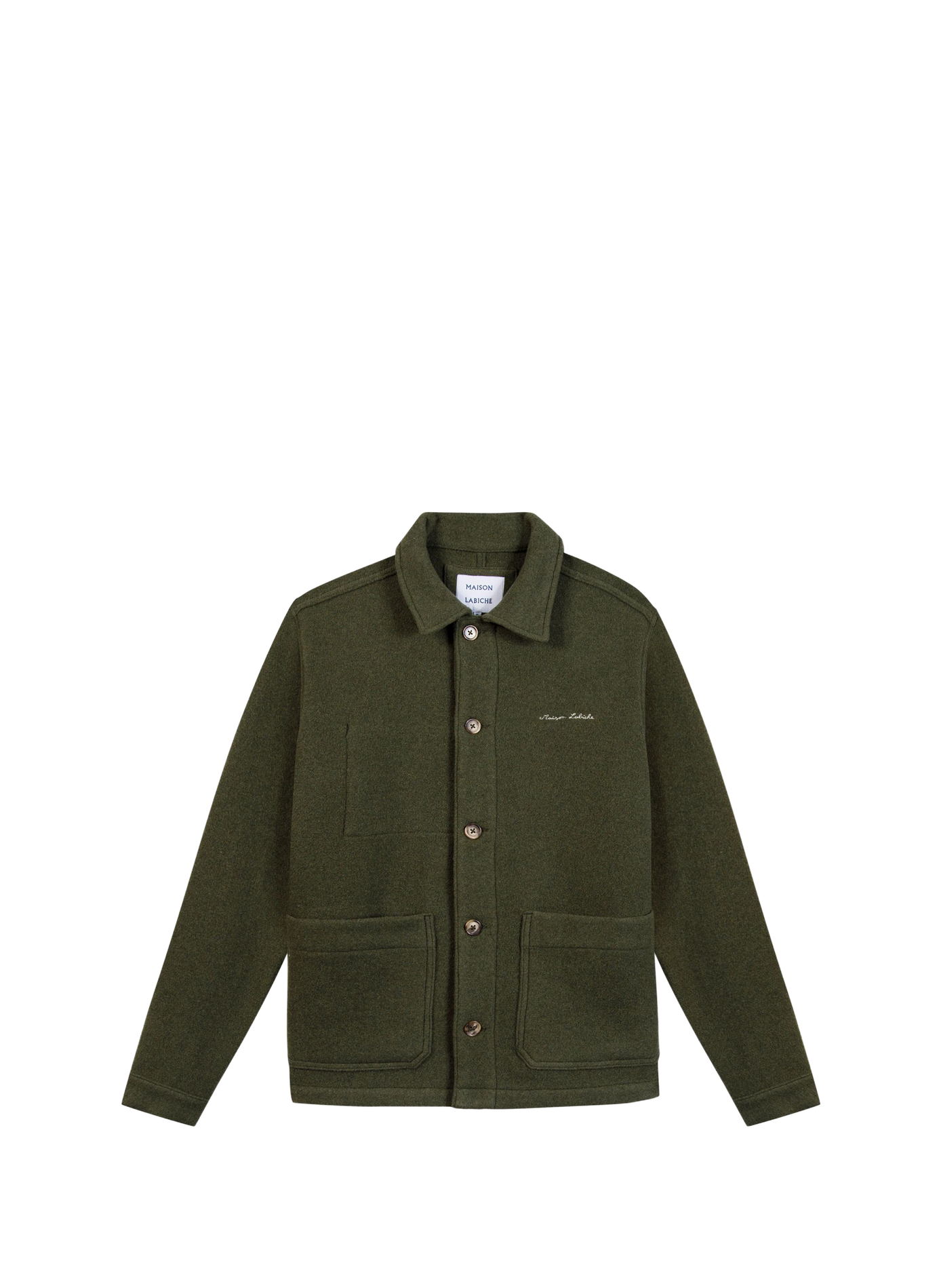 Rechte jas met klassieke kraag van gemengde wol MAISON LABICHE Groen