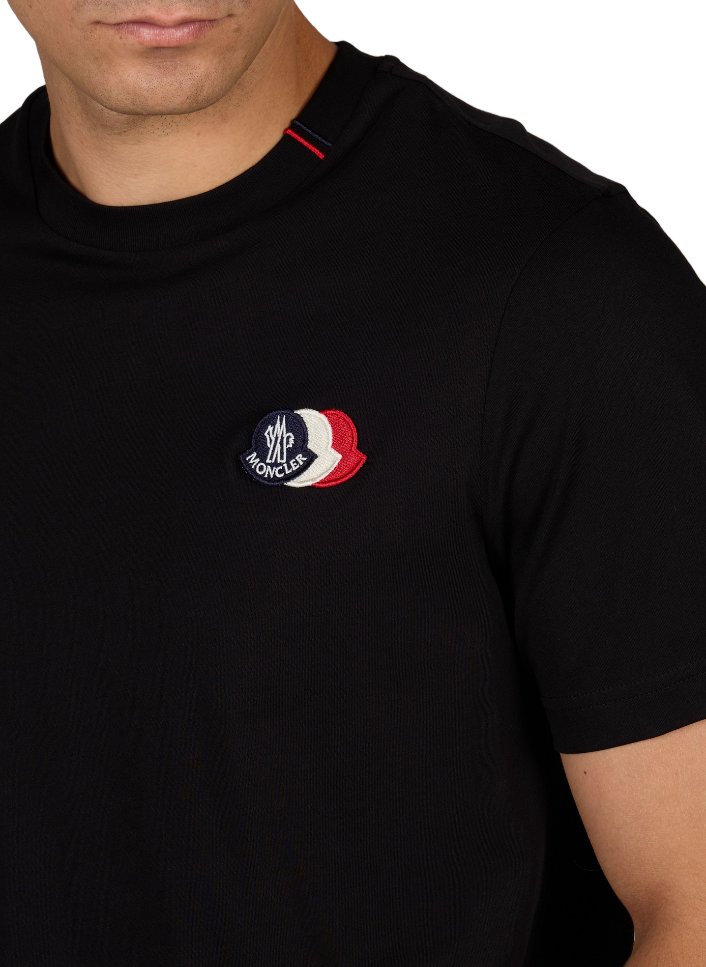 T-shirt droit à logo en coton MONCLER Noir