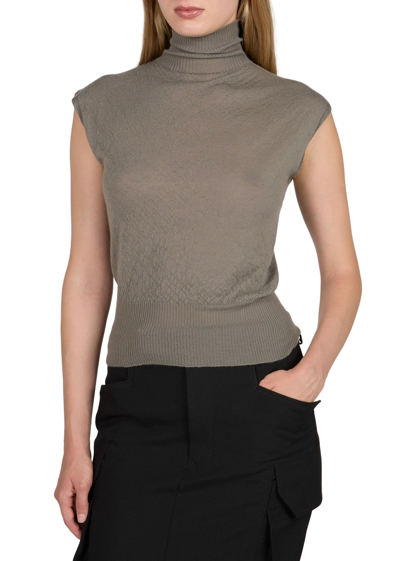 Ärmelloser Rollkragenpullover aus Kaschmir RICK OWENS Grau