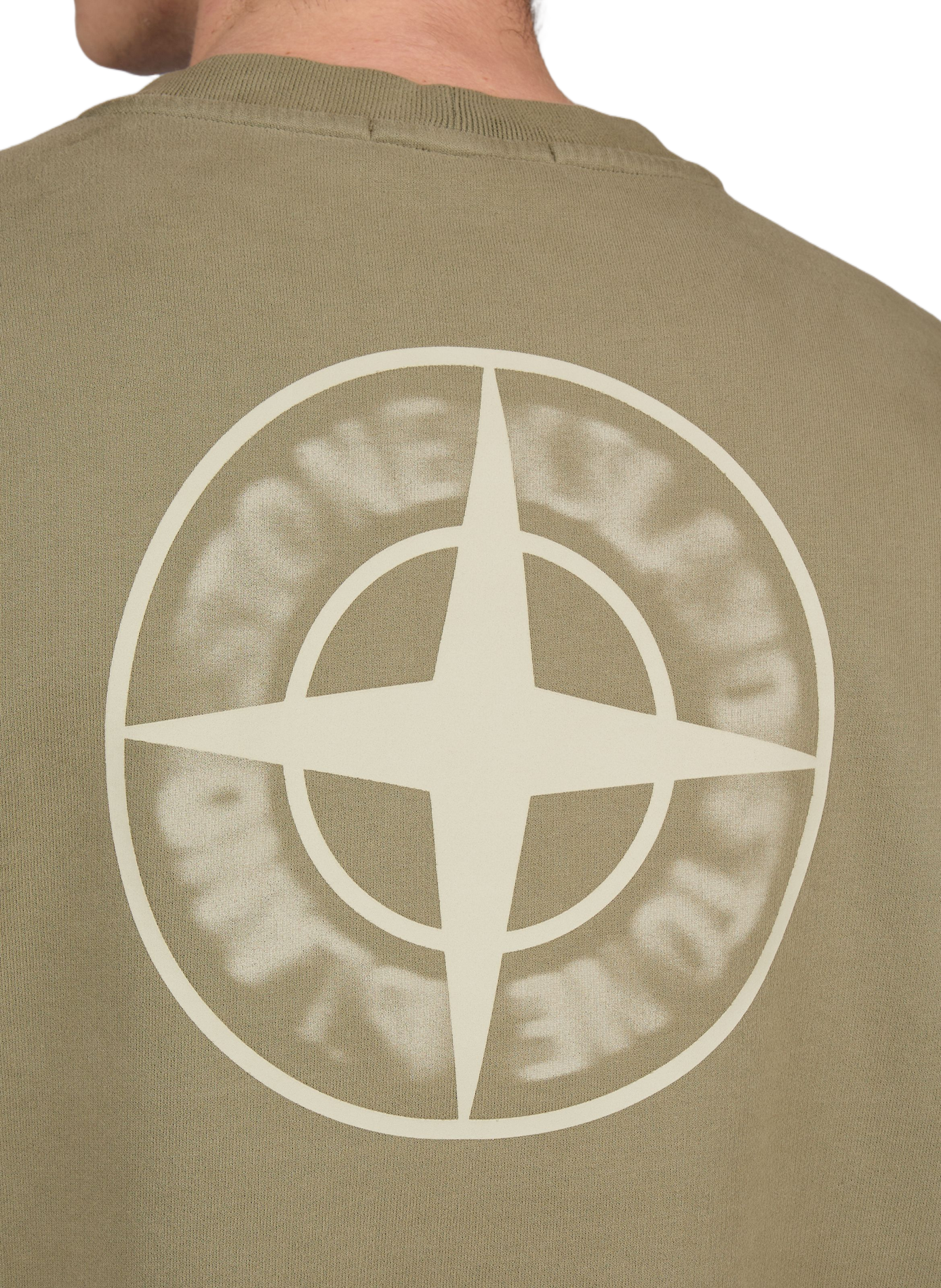Rechte sweater met ronde hals en zeefdruk in katoen STONE ISLAND Kaki
