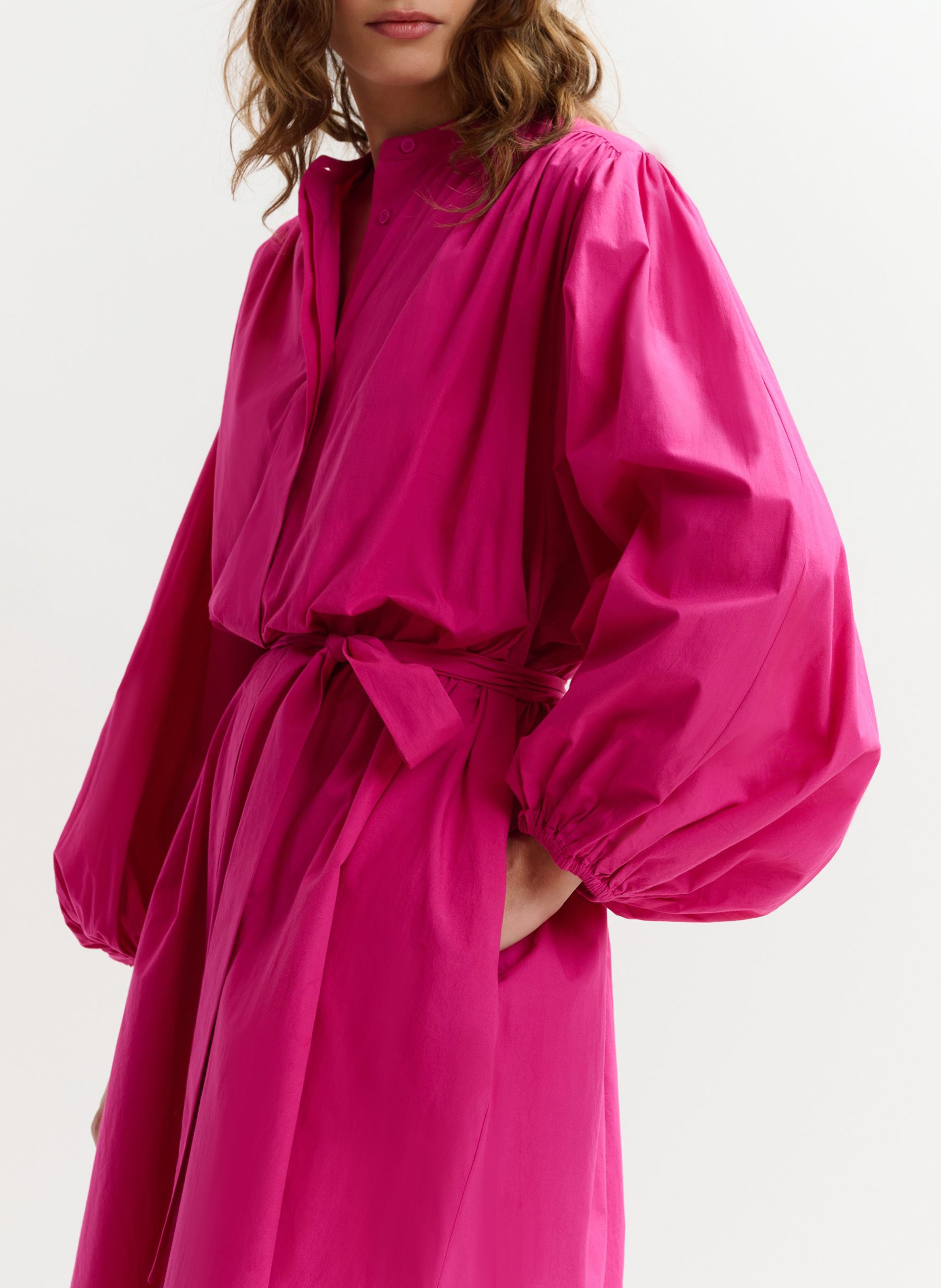 Robe midi ample col rond ceinturée jex ESSENTIEL ANTWERP Rose