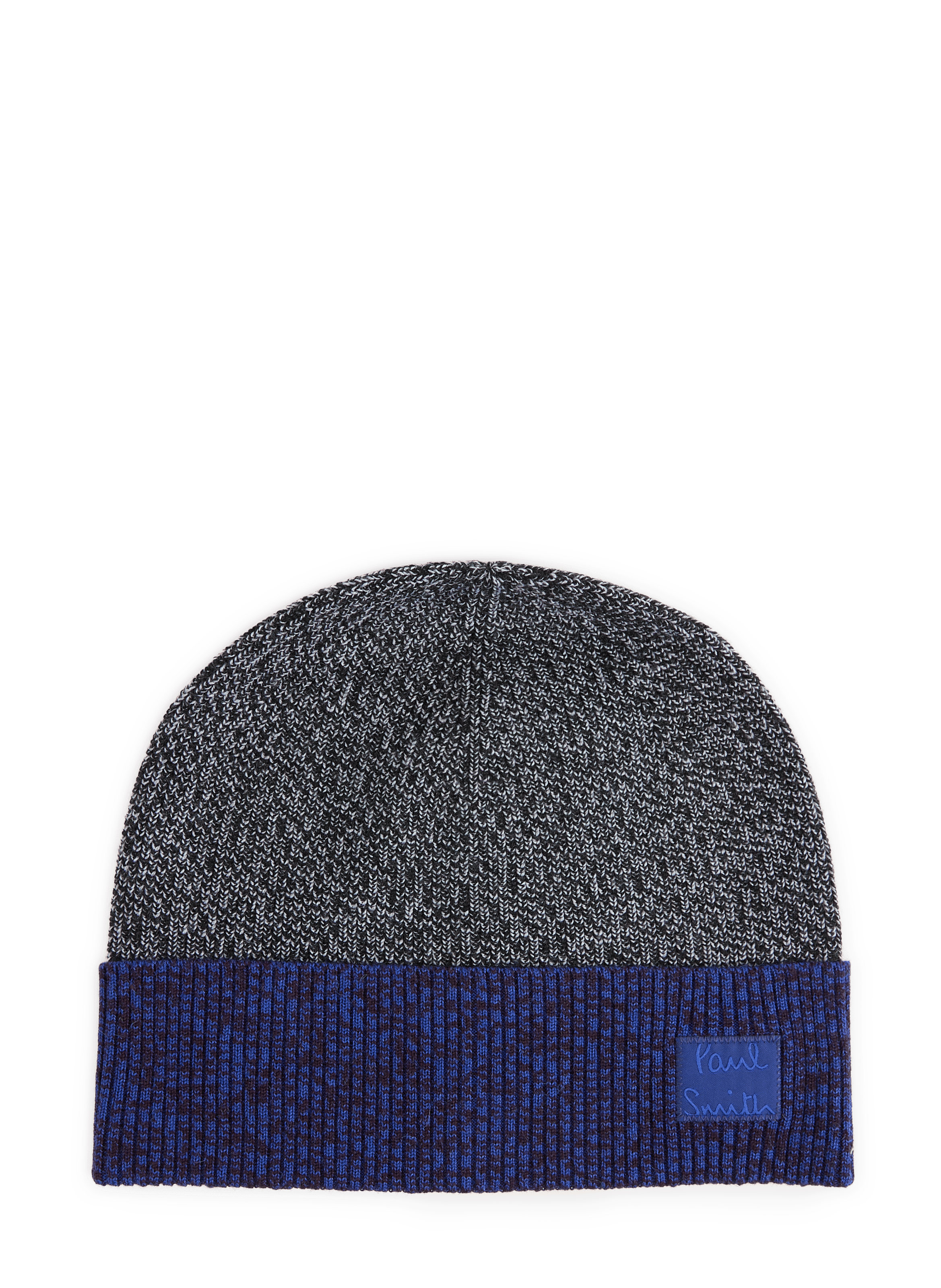 Bonnet bi-colore en laine mérinos mélangée PAUL SMITH Noir