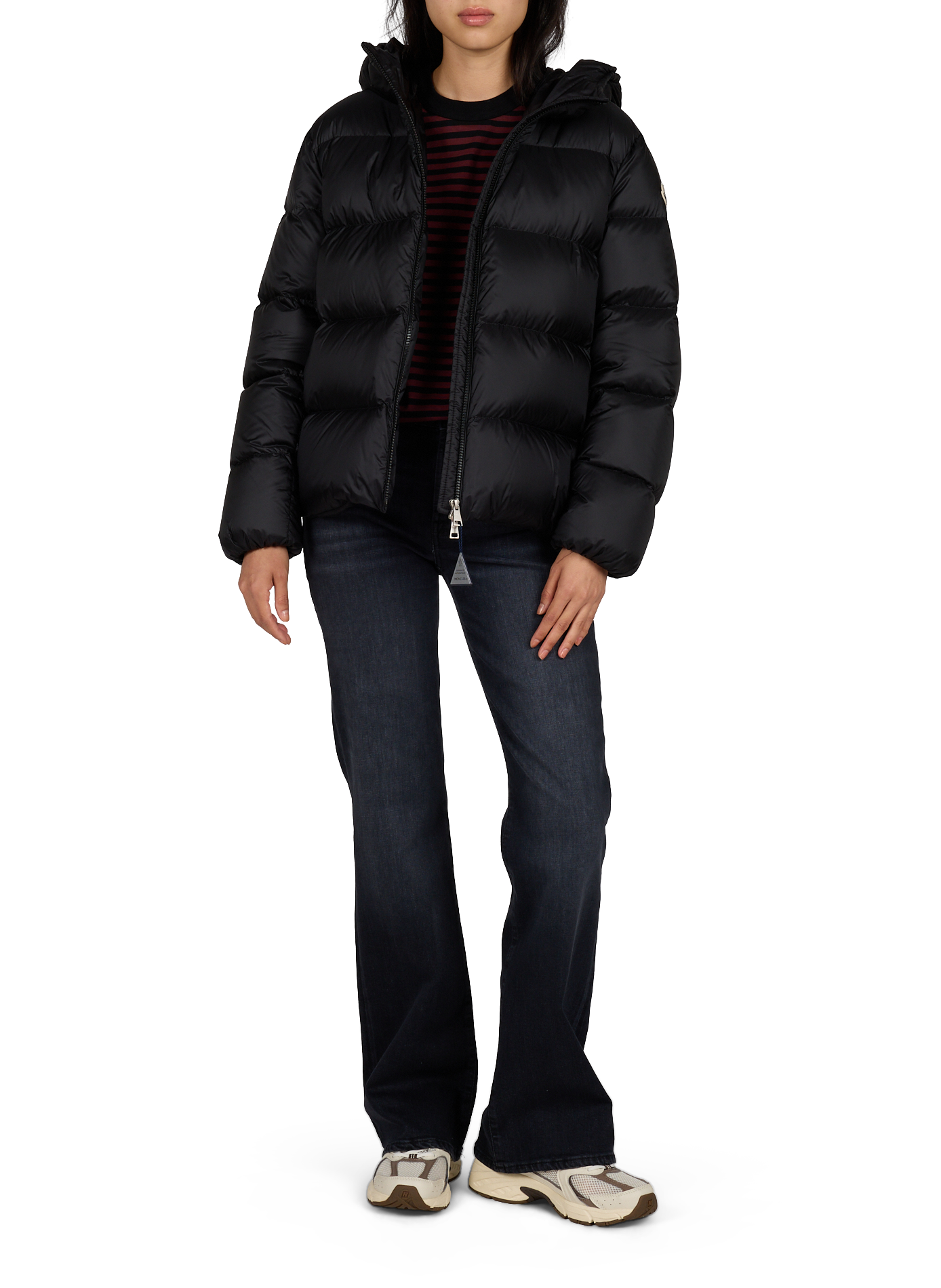 Piumino con cappuccio monocolore MONCLER Nero