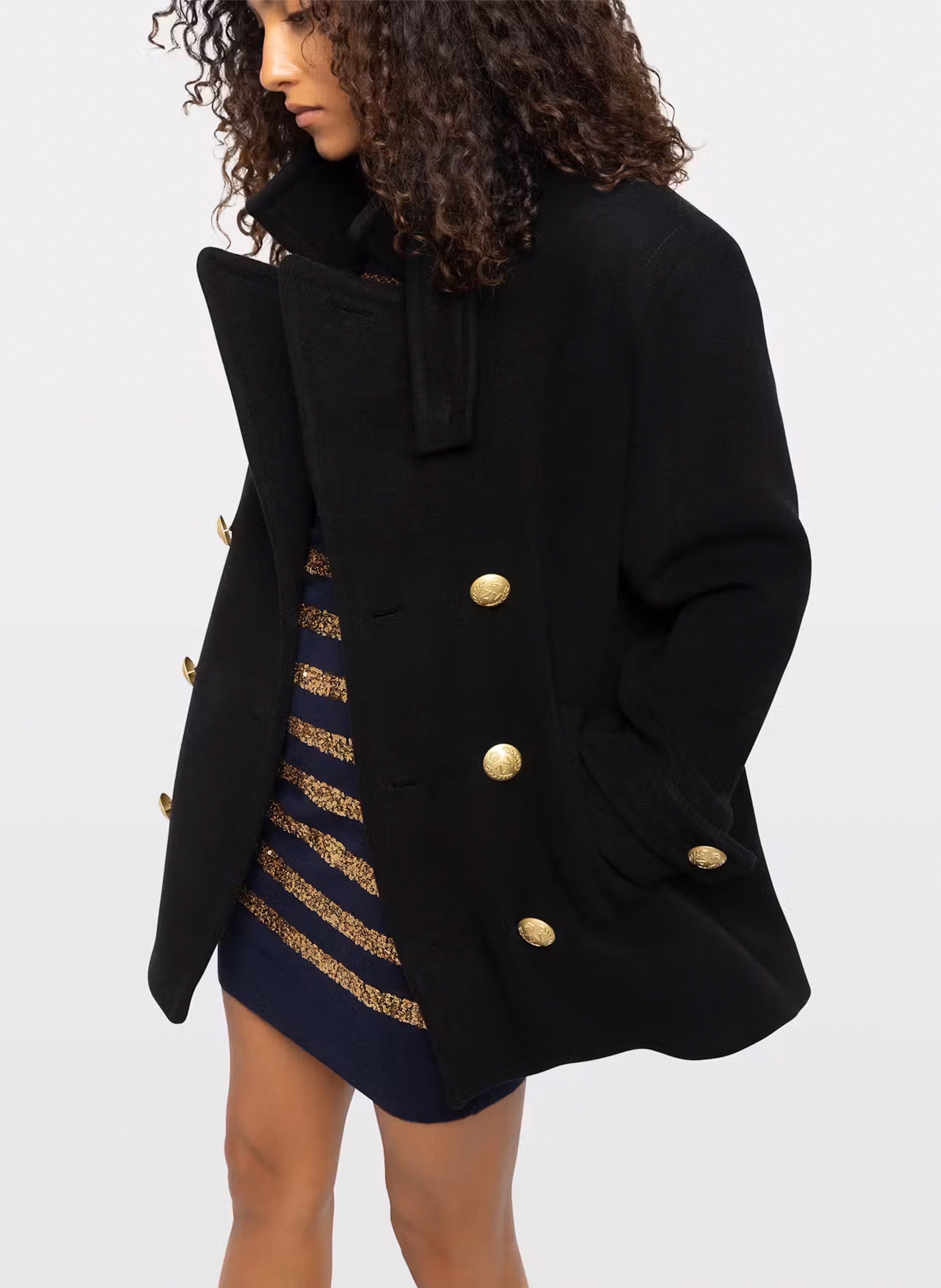 Manteau droit boutonné en laine mélangée masivo ZADIG&VOLTAIRE Noir