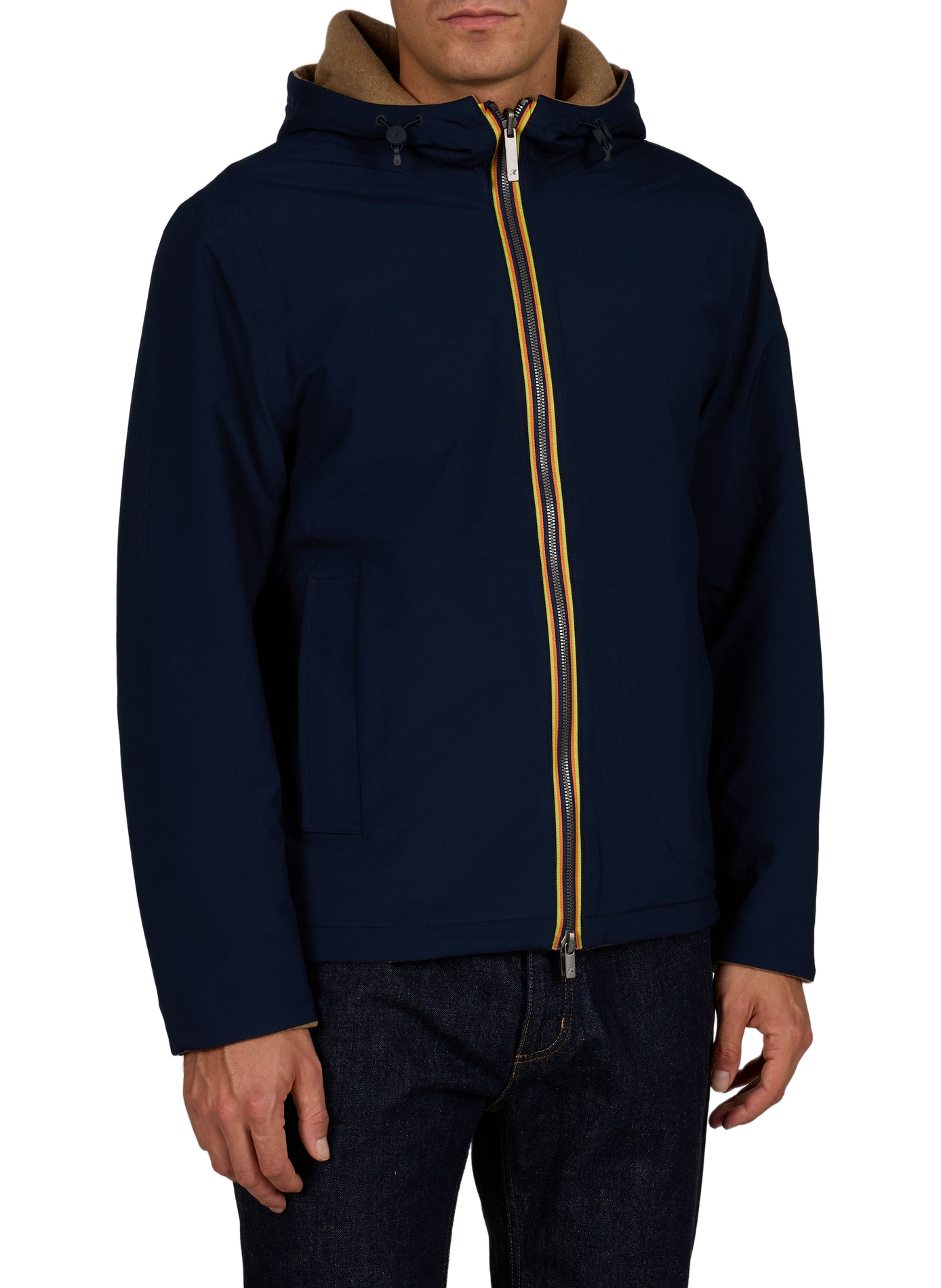 Reversible straight-cut jacket in a wool blend K-WAY Beige