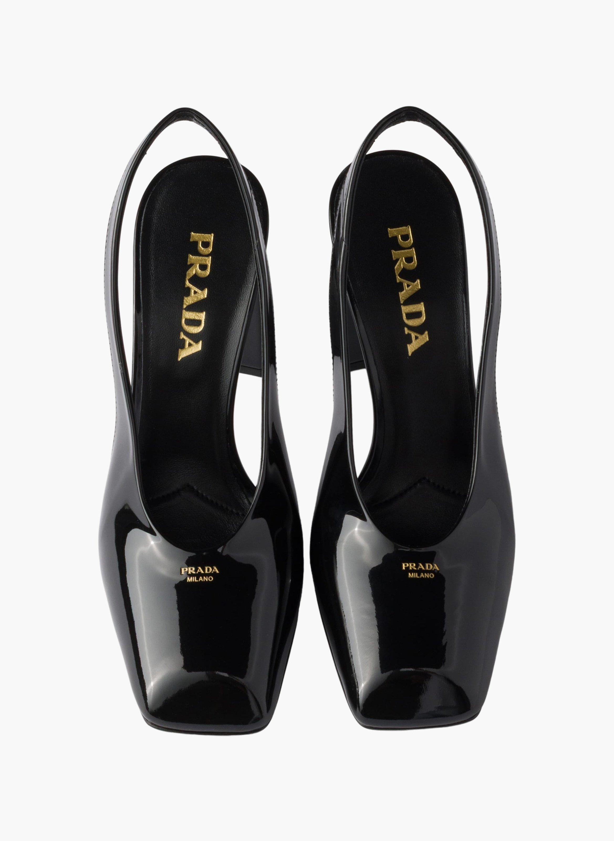 Escarpins à bride arrière en cuir verni PRADA Noir