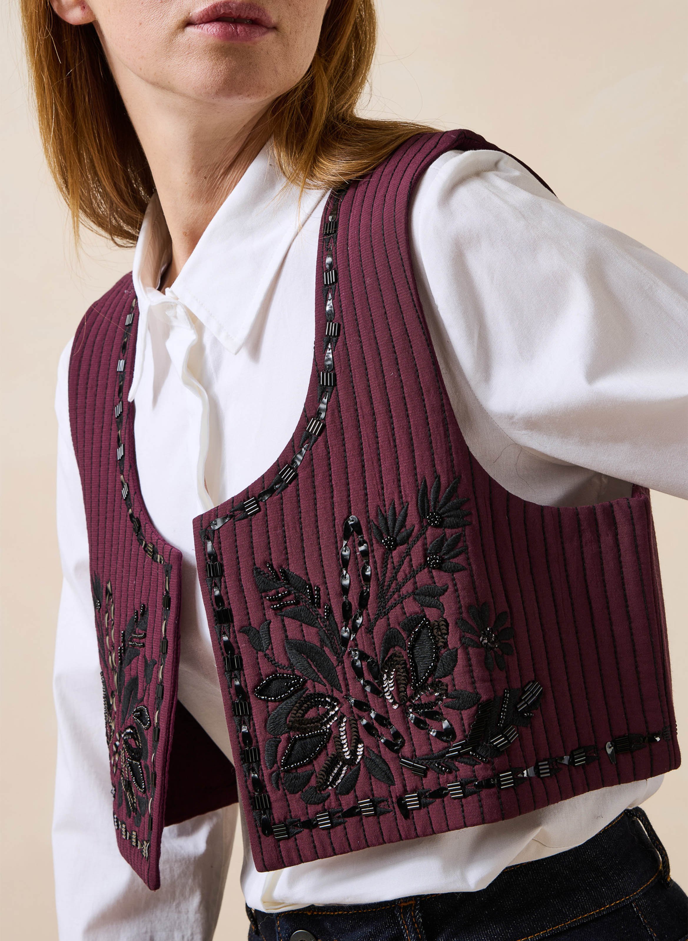 Korte mouwloze jas met borduursel LA FEE MARABOUTEE Veelkleurig