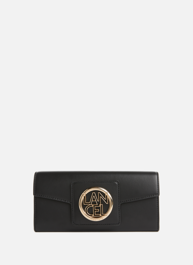 Roxane slim leather wallet with flap  LANCEL