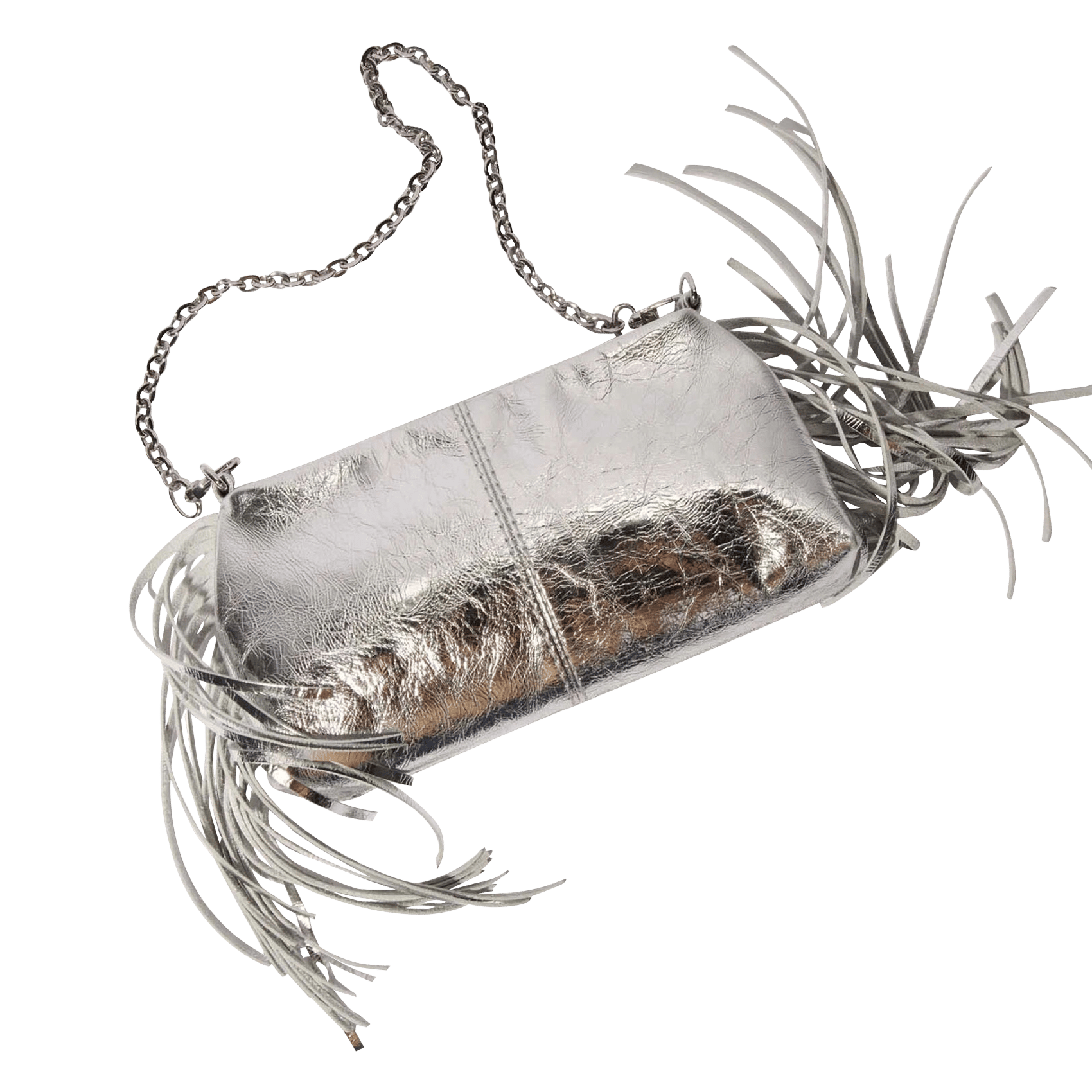 Sac pochette en cuir métallisé miss m pouch MAJE Argent