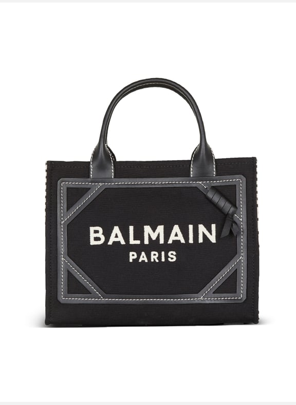 Sac cabas b-army en toile monogramme et cuir lisse Noir by BALMAIN BALMAIN Sac cabas b-army en toile monogramme et cuir lisse Noir
