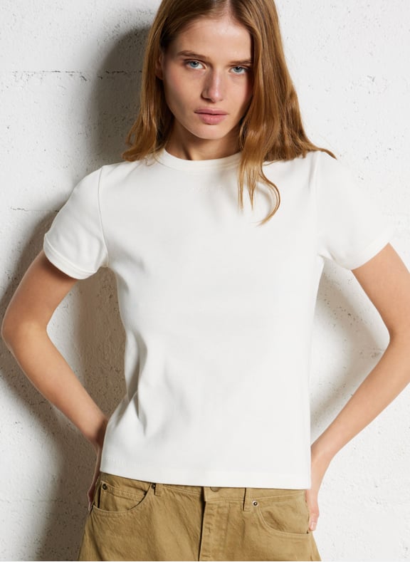 Tee-shirt droit col rond en coton bio aristide Blanc by SOEUR SOEUR Tee-shirt droit col rond en coton bio aristide Blanc