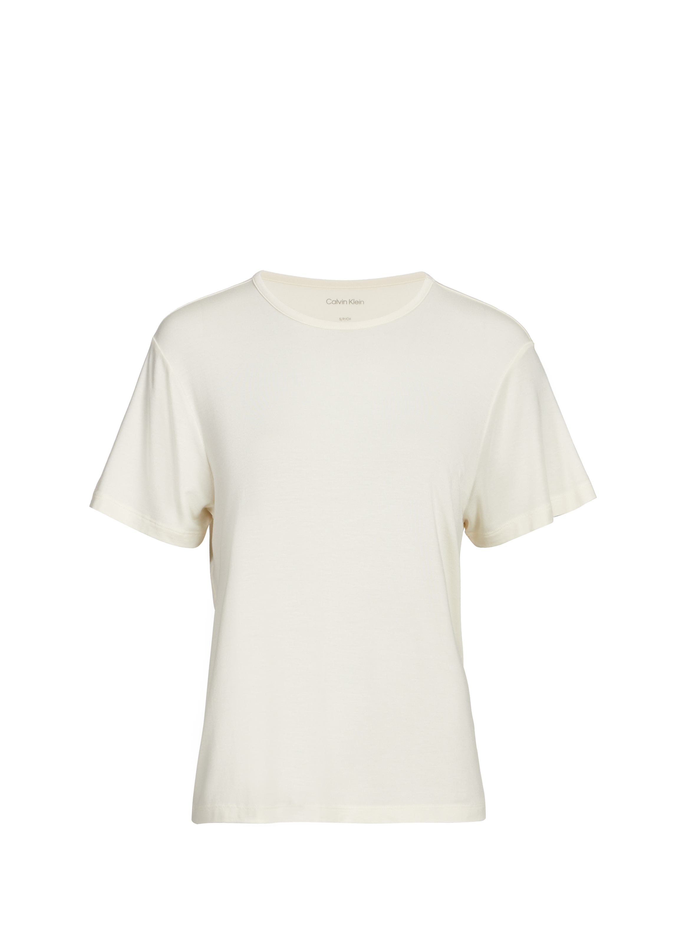 Straight round-neck T-shirt Beige