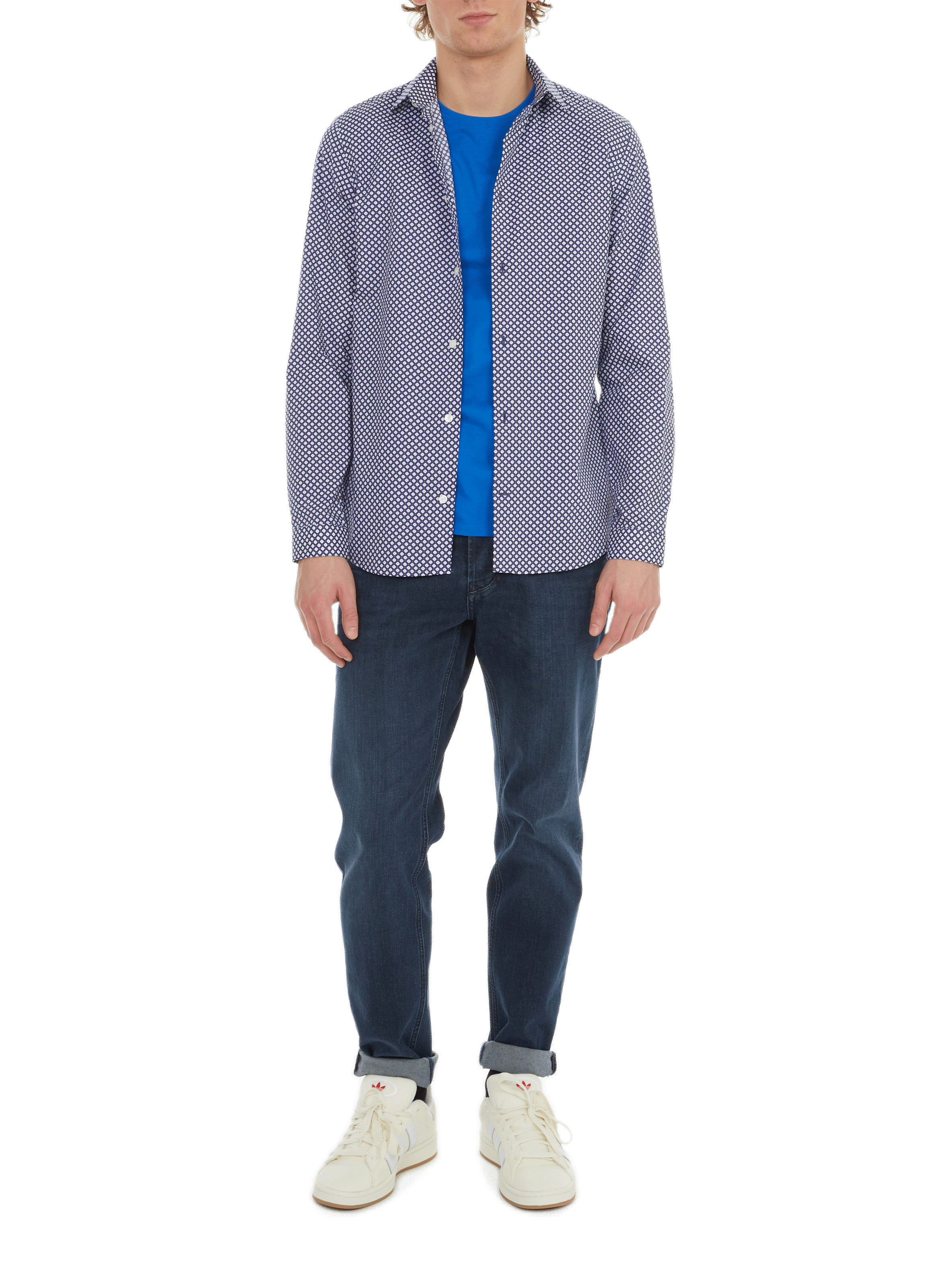 Chemise imprimée en coton Bleu