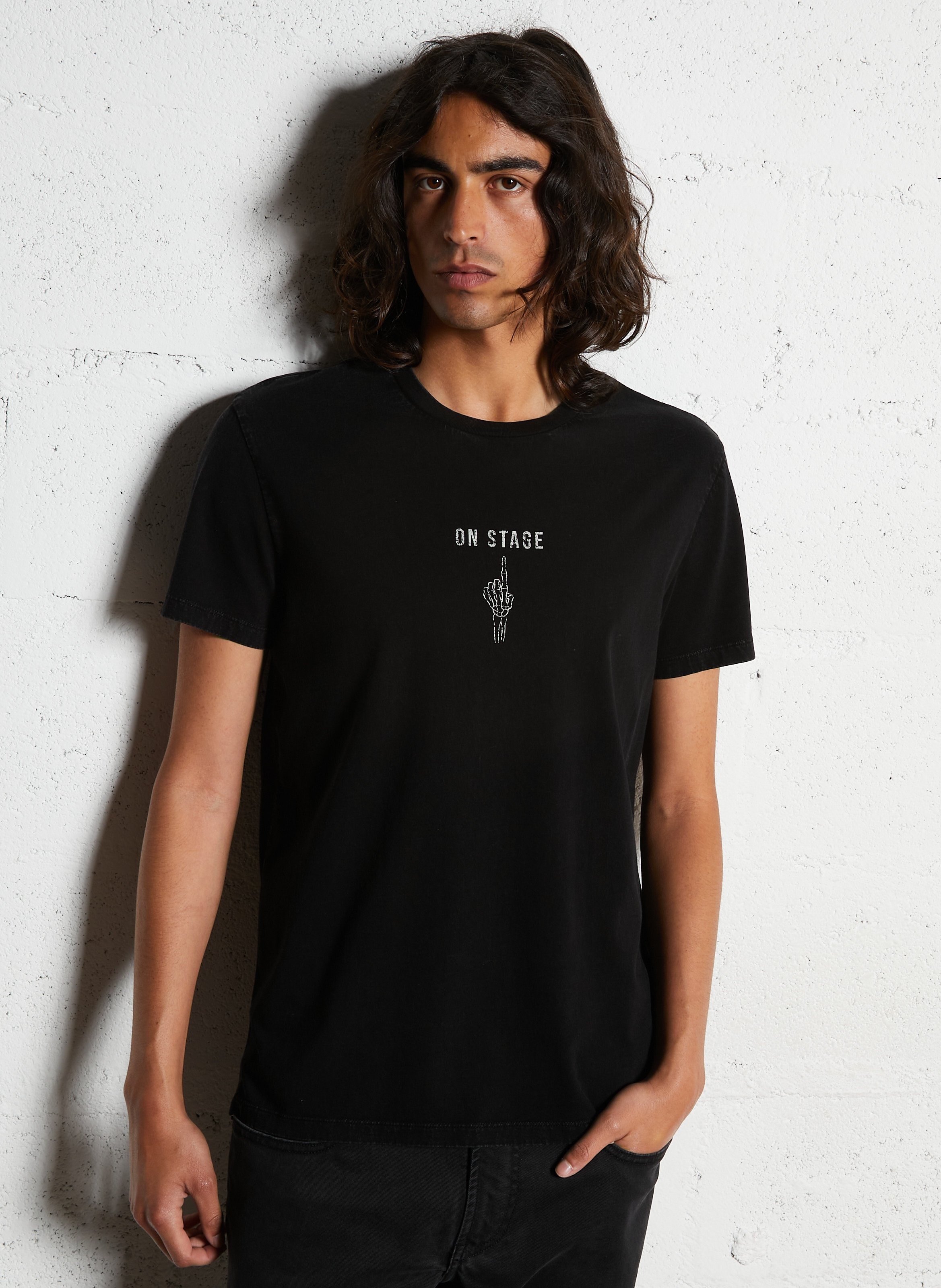 Tee-shirt droit en coton sérigraphié IKKS Noir