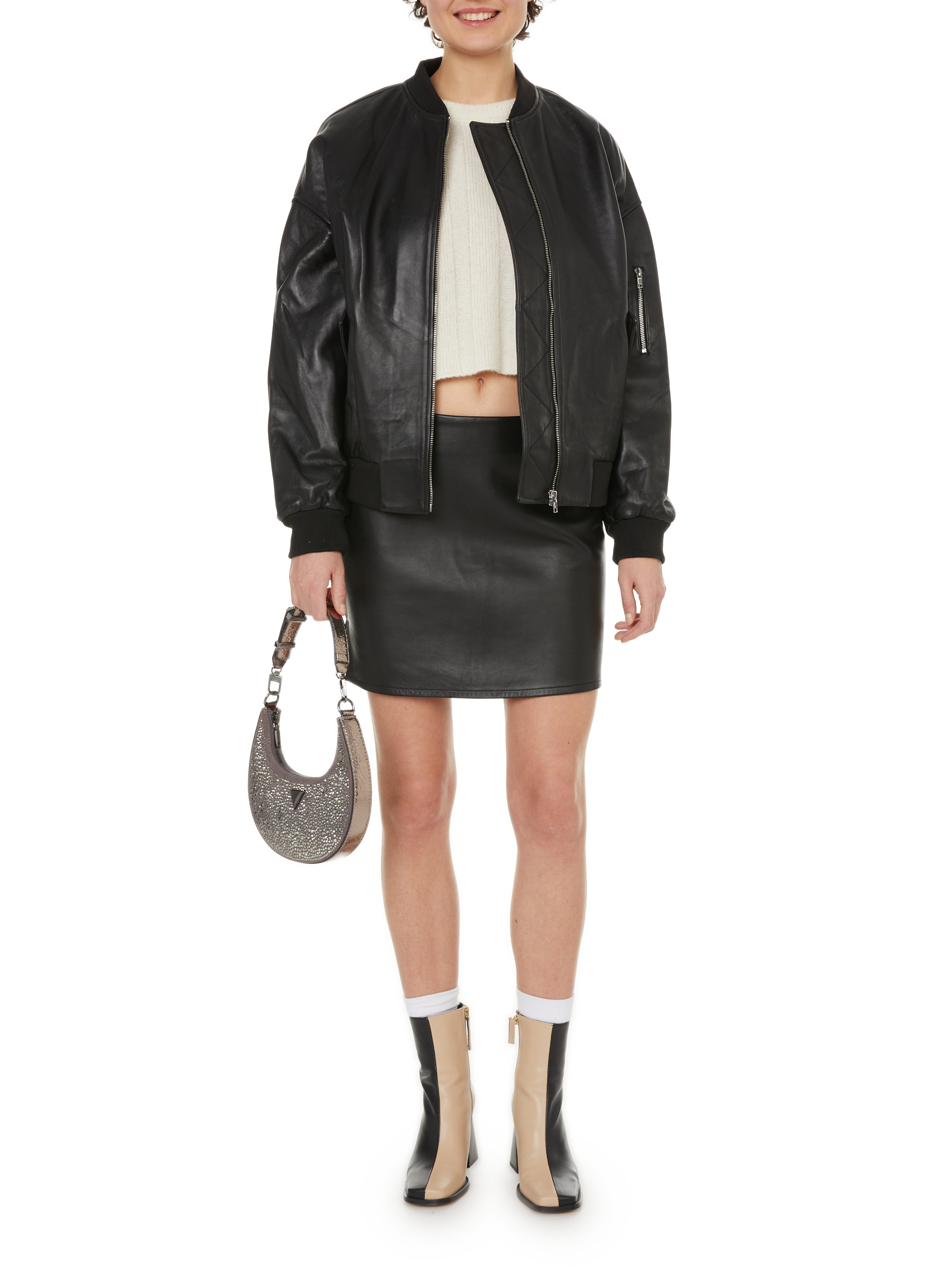 Bomber en cuir Sana SAISON 1865 Noir