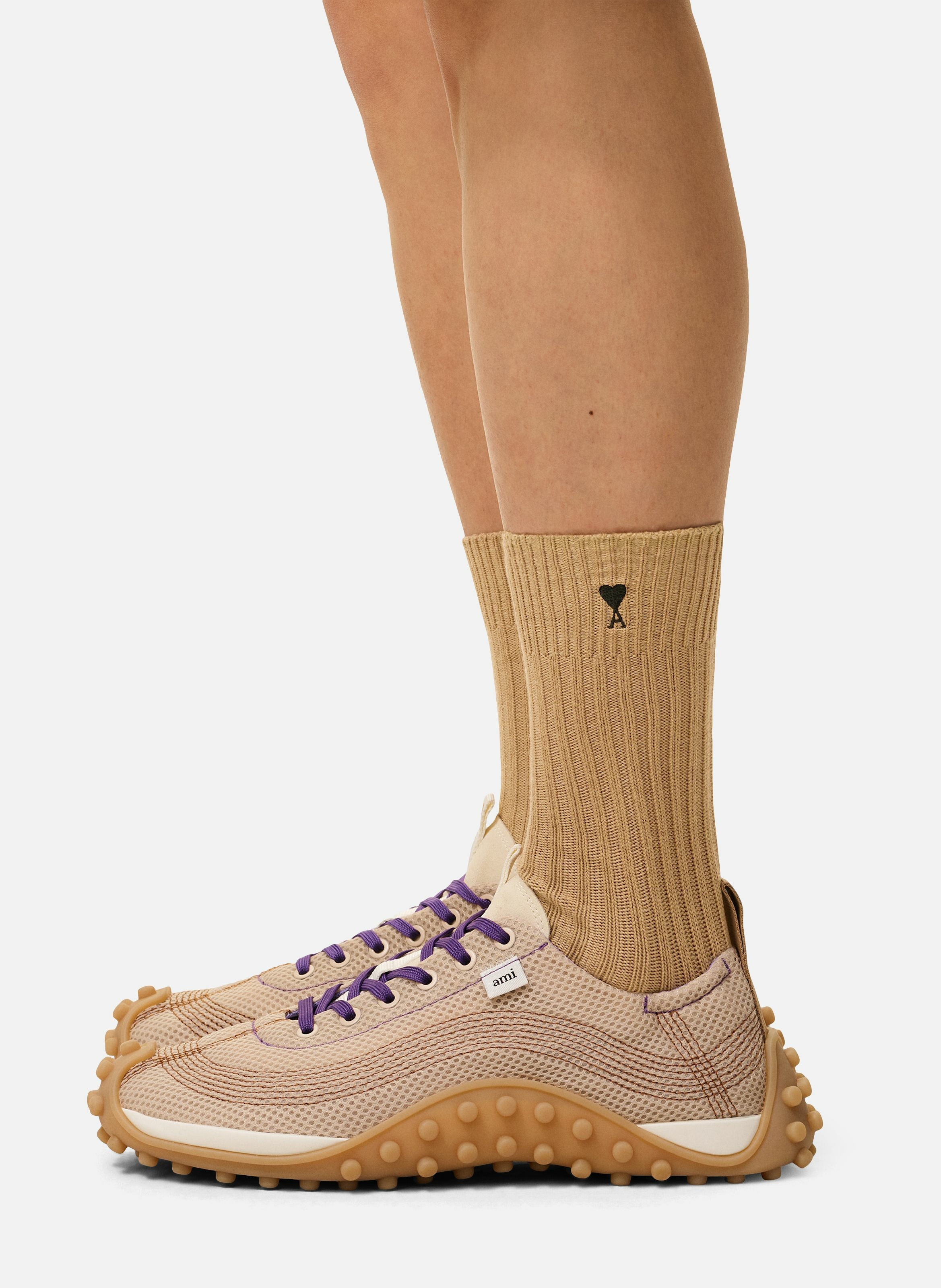 Chaussettes ami de coeur noir unisexes en coton AMI PARIS Marron