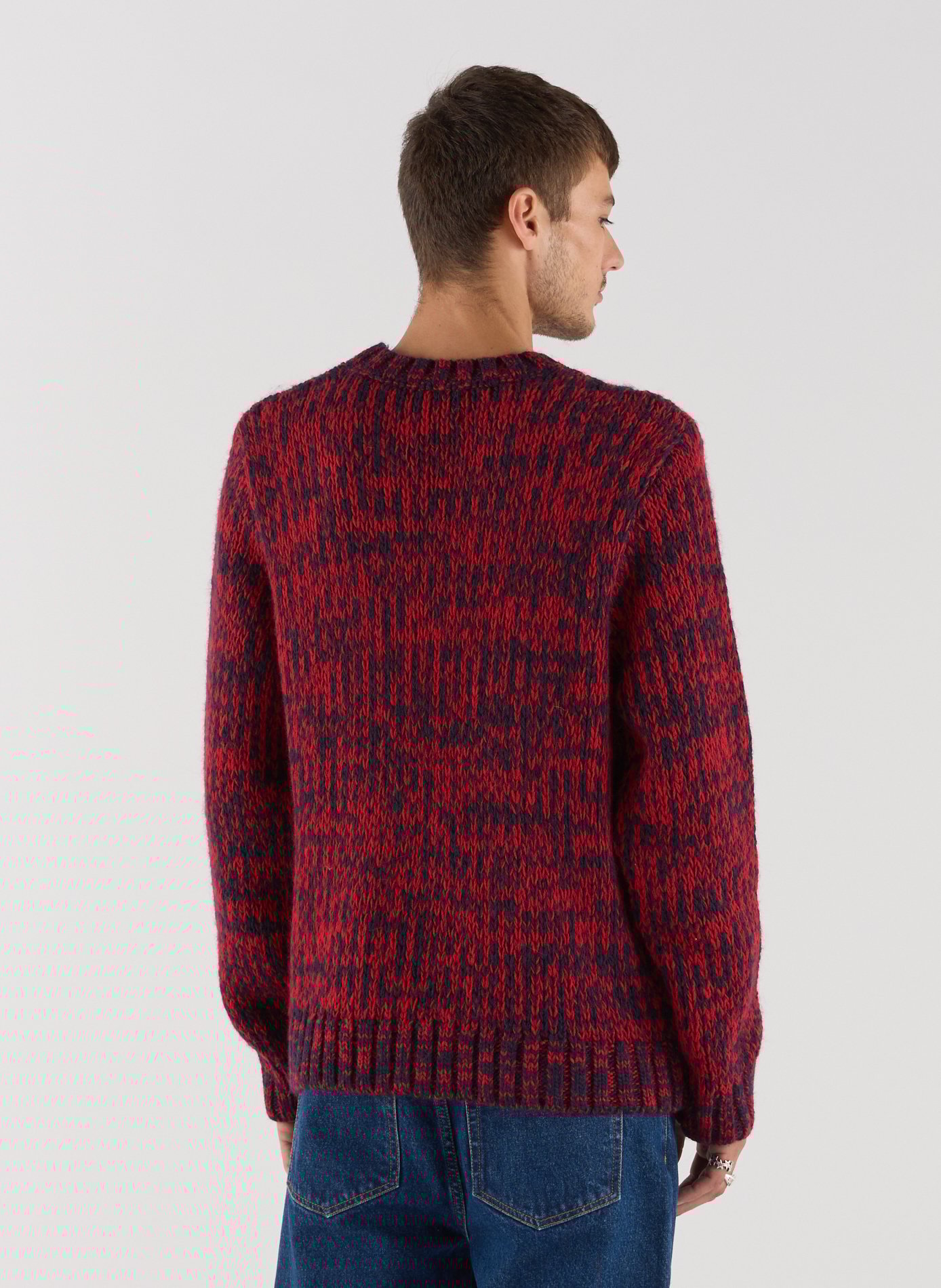 Gailey round neck sweater in mottled knit SAISON 1865 Red