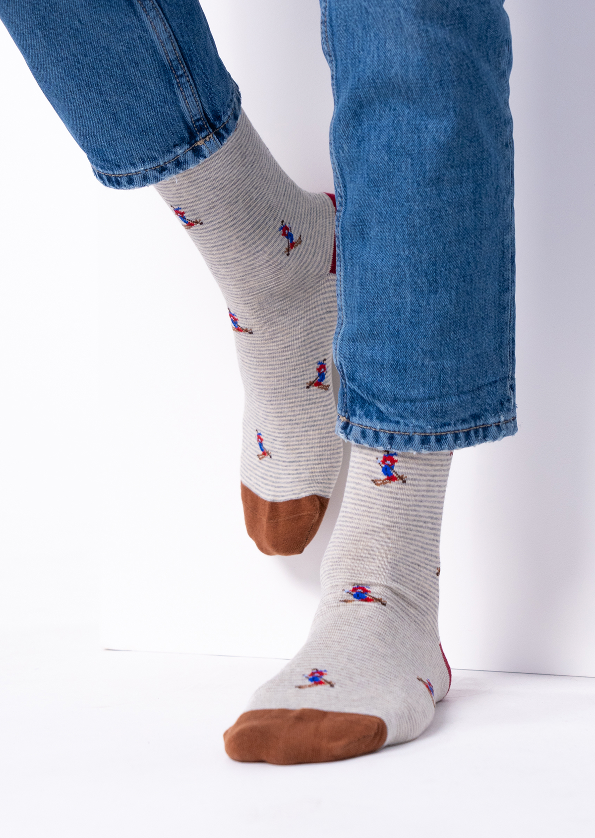 Chaussettes en coton peigné à motifs BILLYBELT Gris