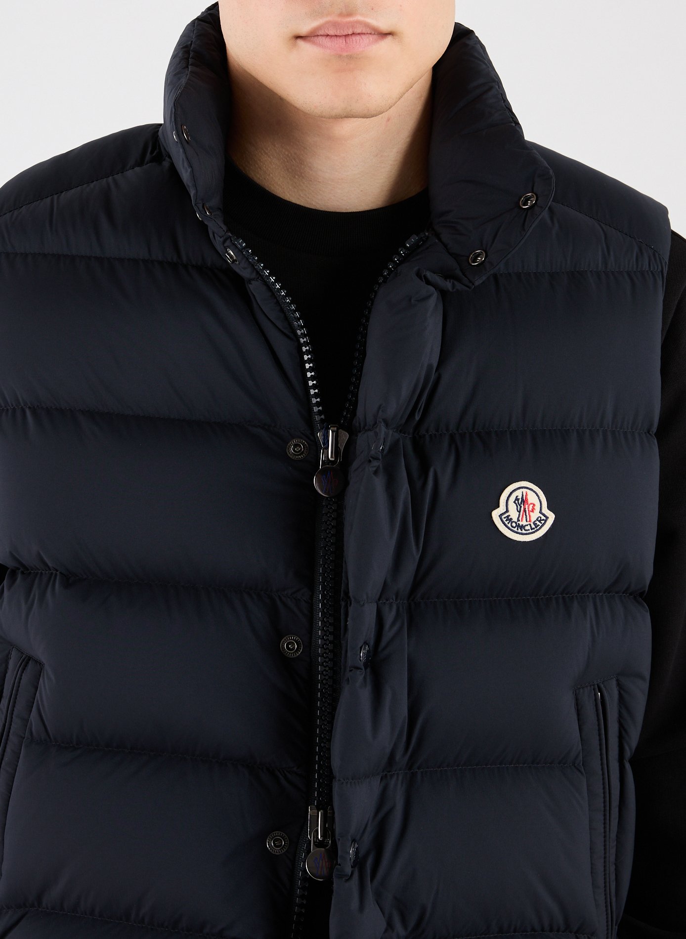 Leather gilet MONCLER Blue