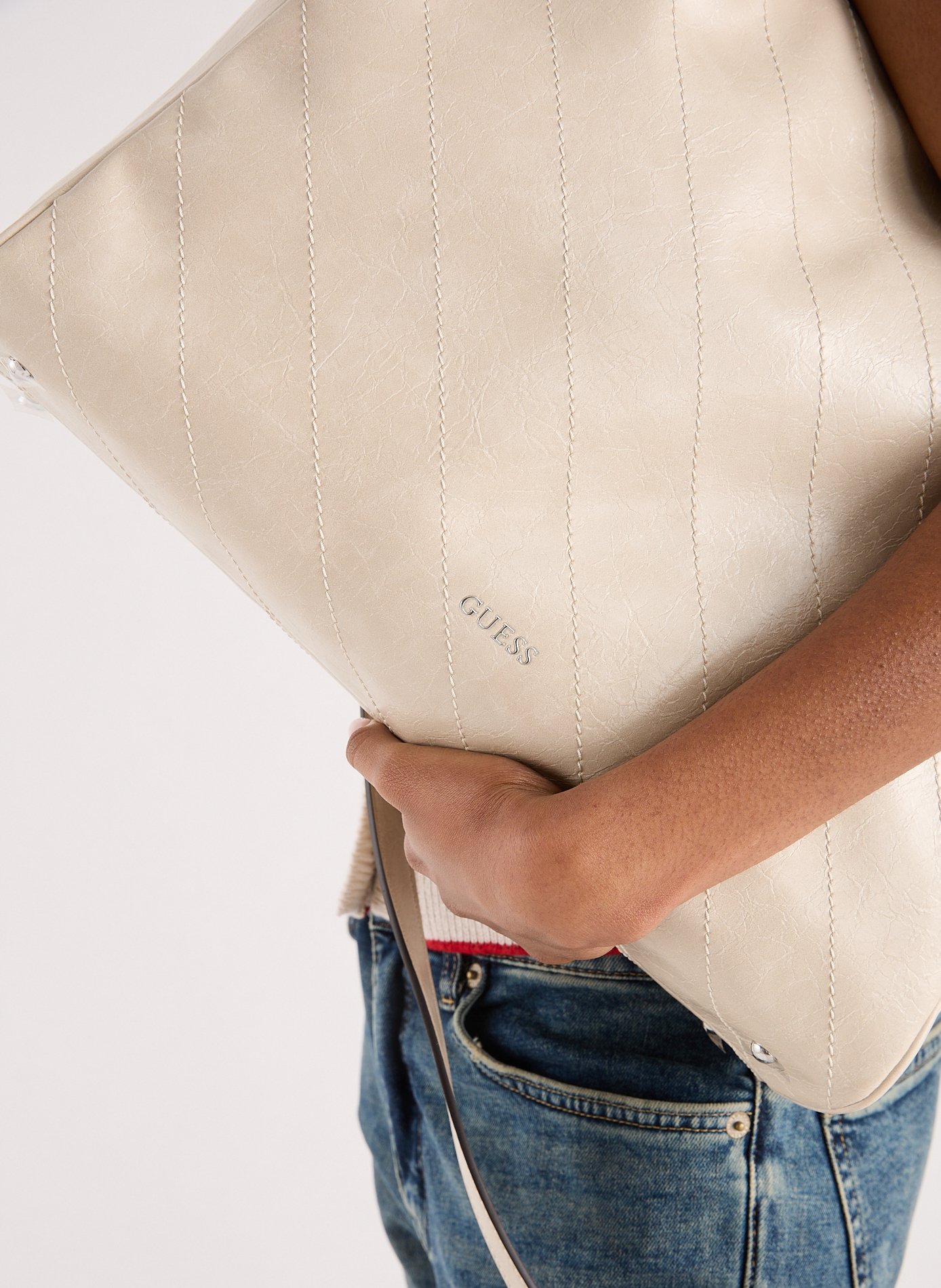 Sac à main verni Amys GUESS Beige