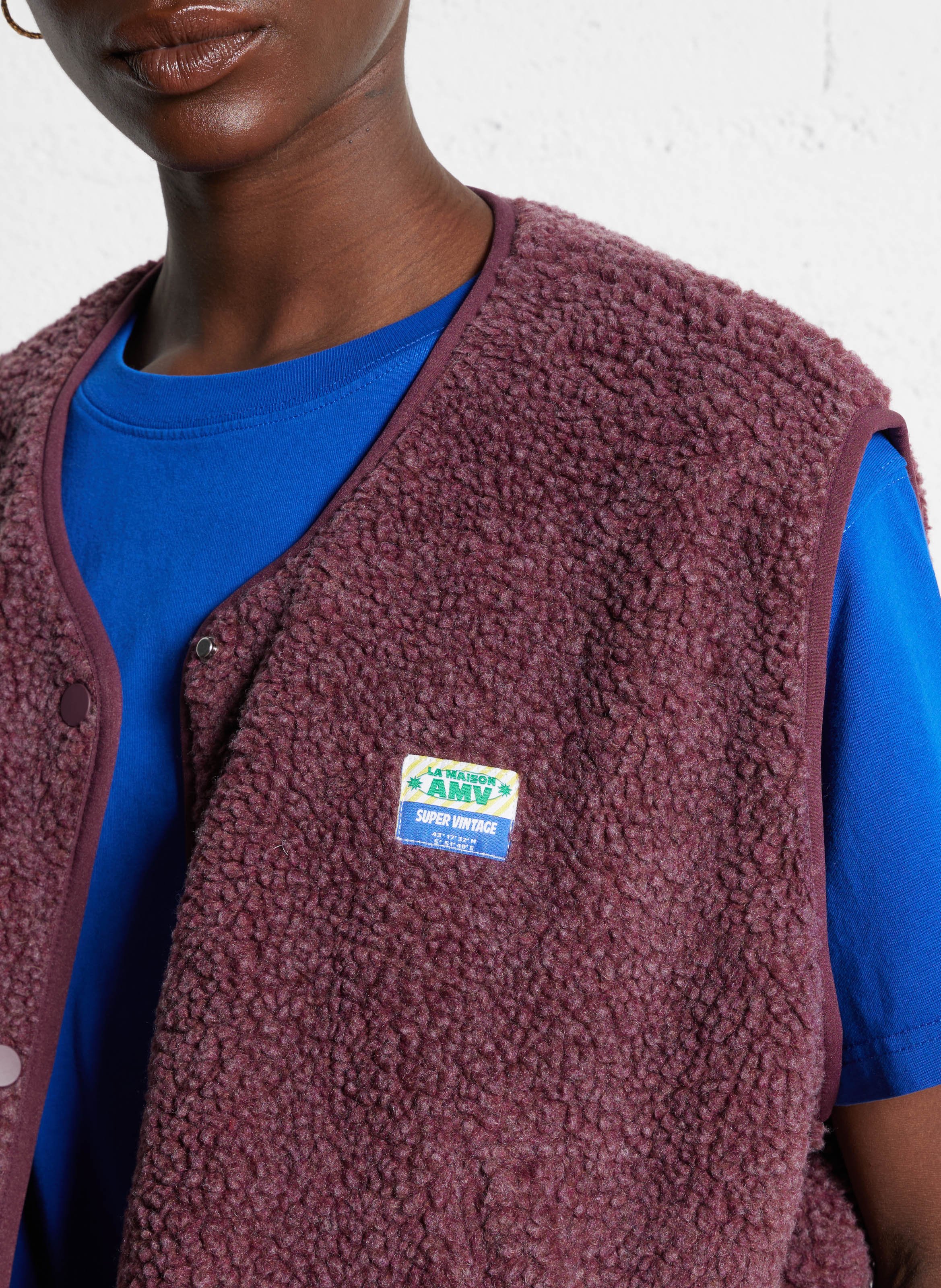 Gilet col rond molletonné sans manches hoktown AMERICAN VINTAGE Rouge