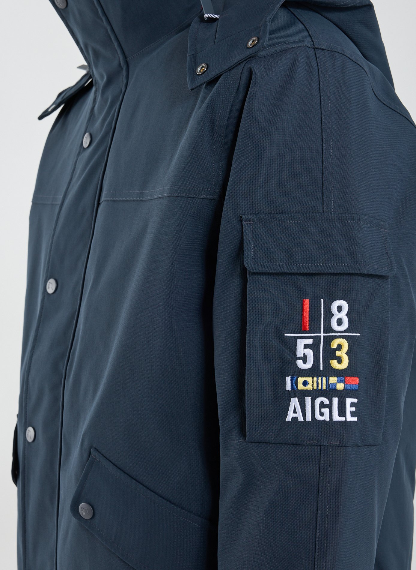 Mid-length Copeland waterproof parka with hood AIGLE Blue