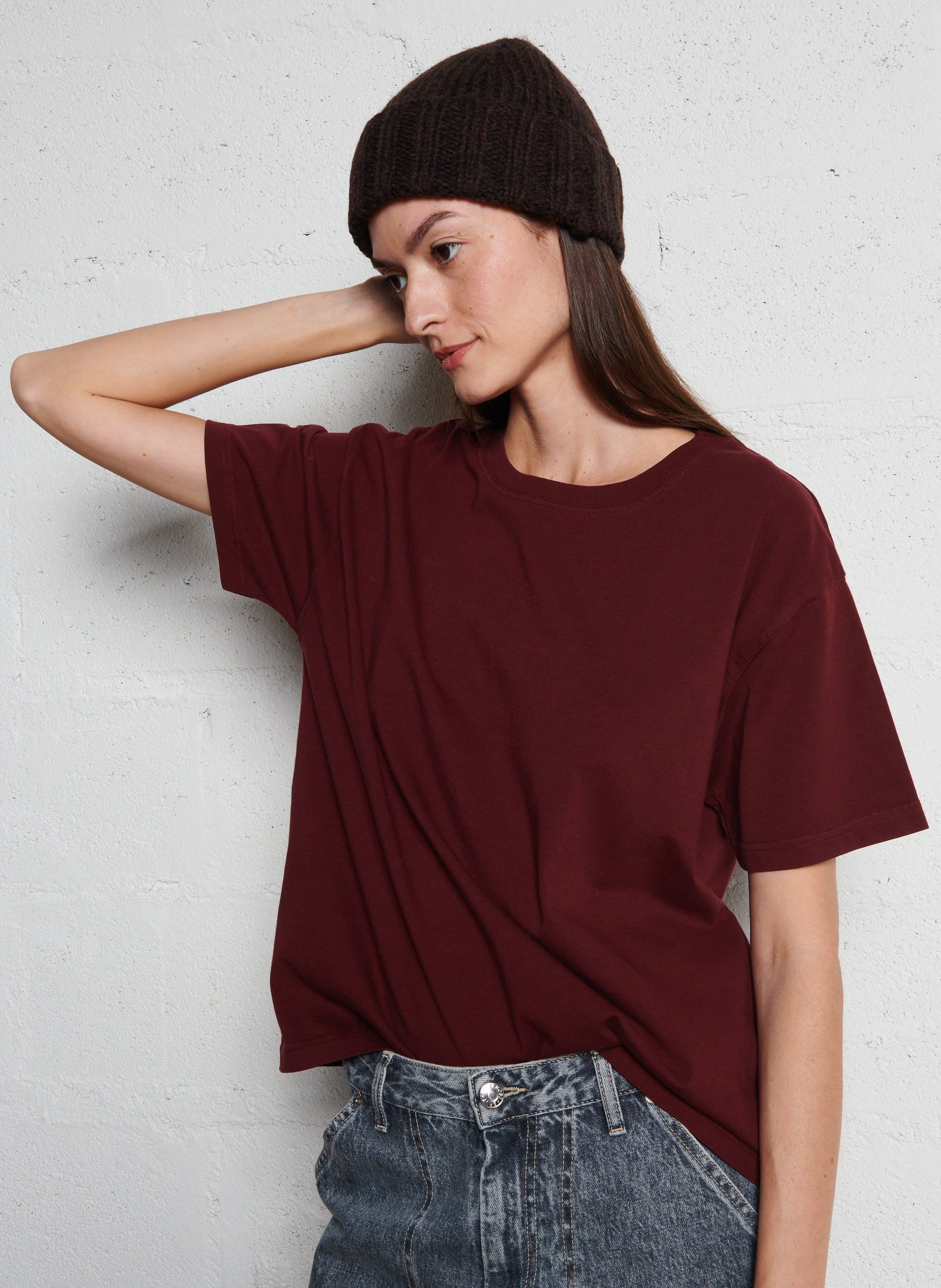 Tee-shirt ample col rond en coton fizvalley AMERICAN VINTAGE Rouge