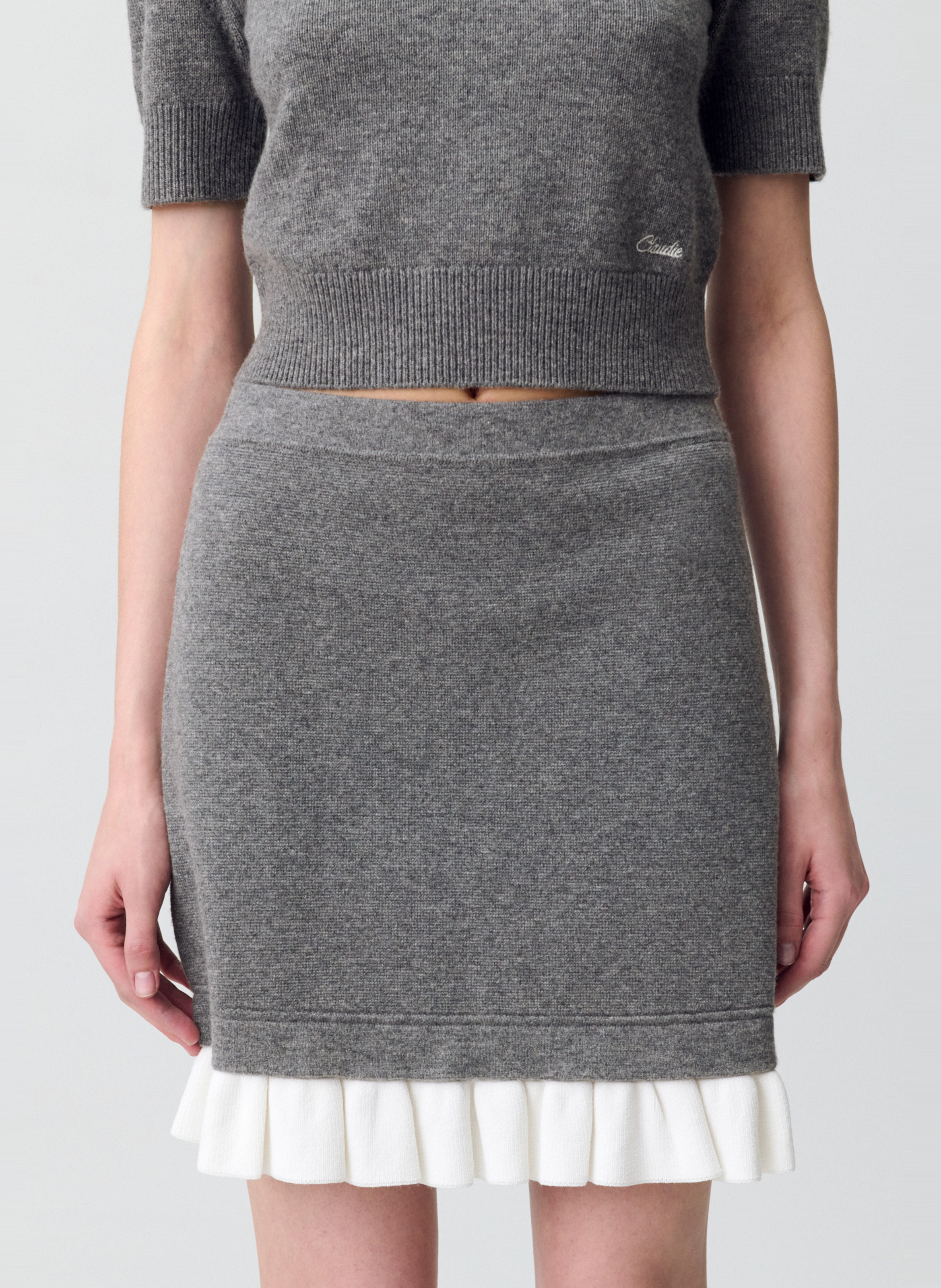 Jupe courte en mailles fines mag CLAUDIE PIERLOT Gris