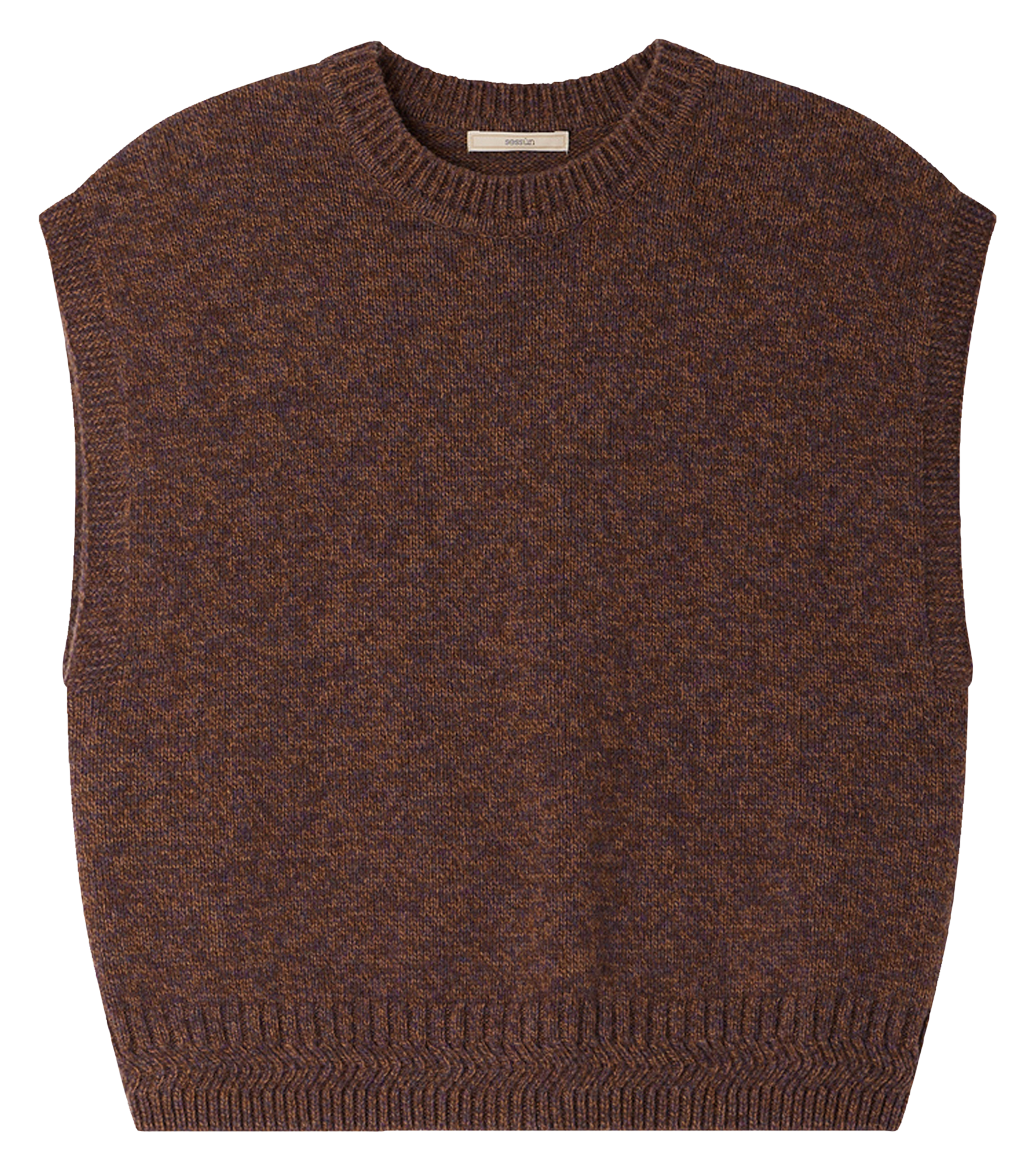 Pull sans manches en laine mérinos fabinino SESSUN Marron