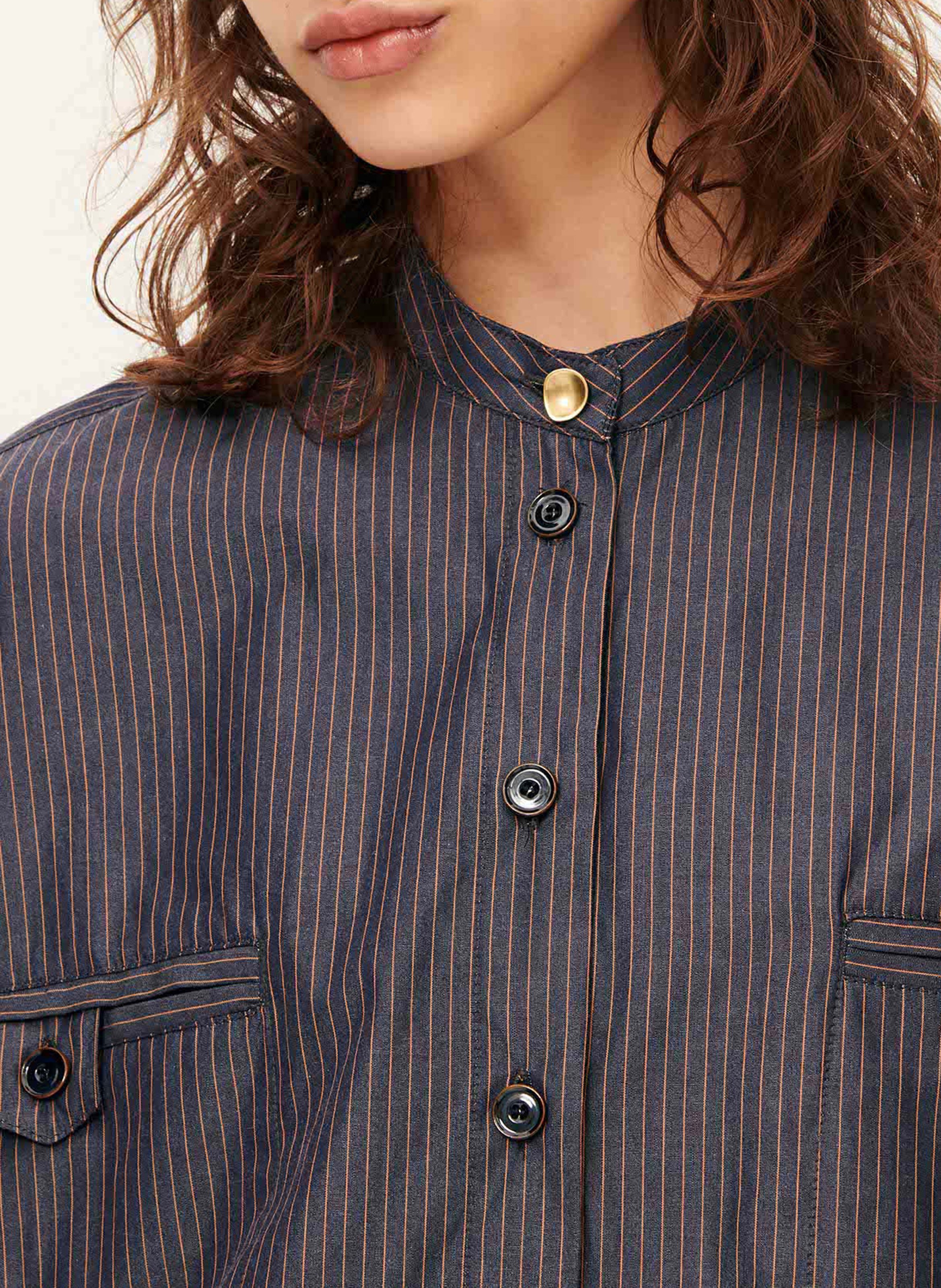 Chemise oversize en coton rayé orregia SESSUN Bleu