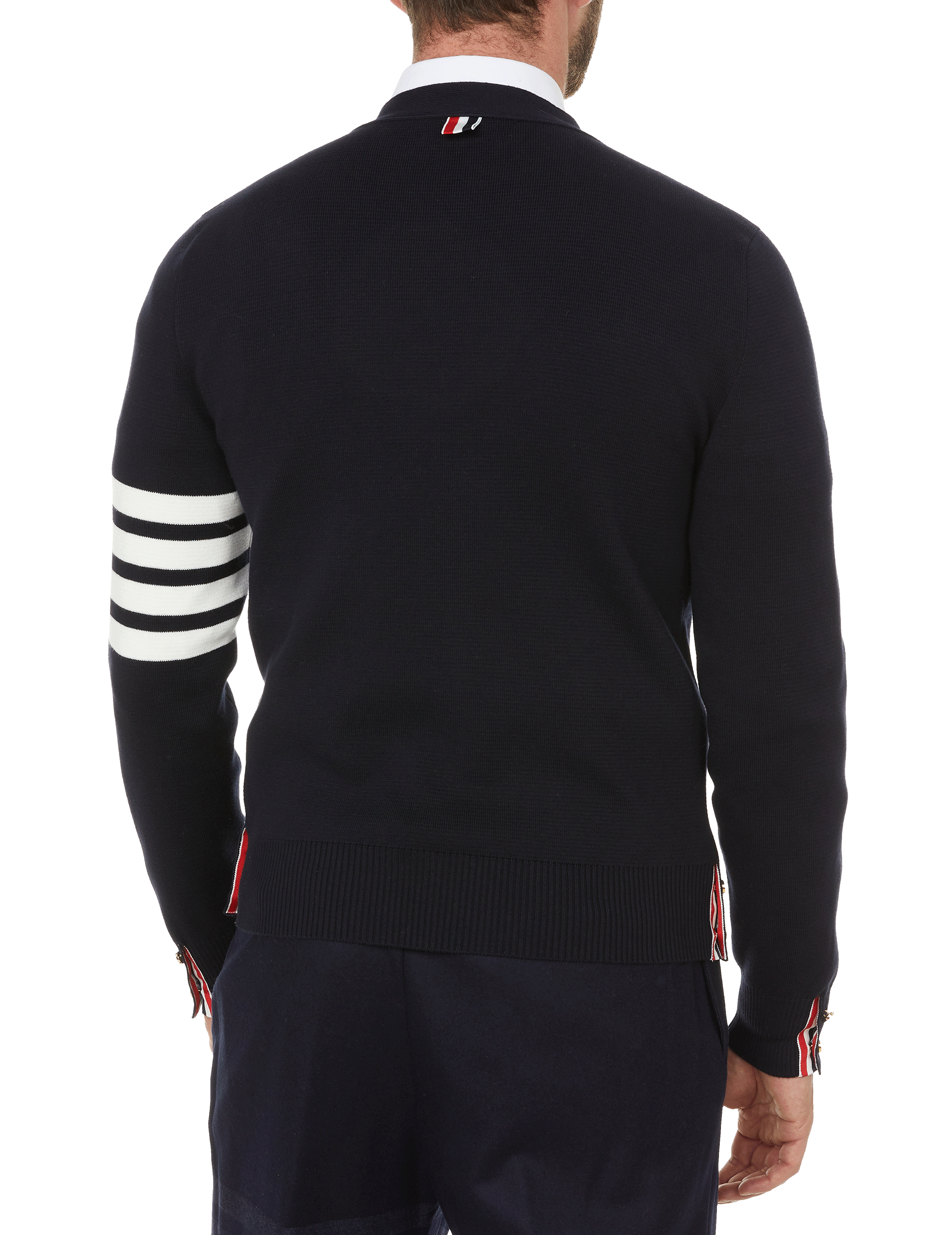 Milano Stitch 4-bar cotton Cardigan THOM BROWNE Blue