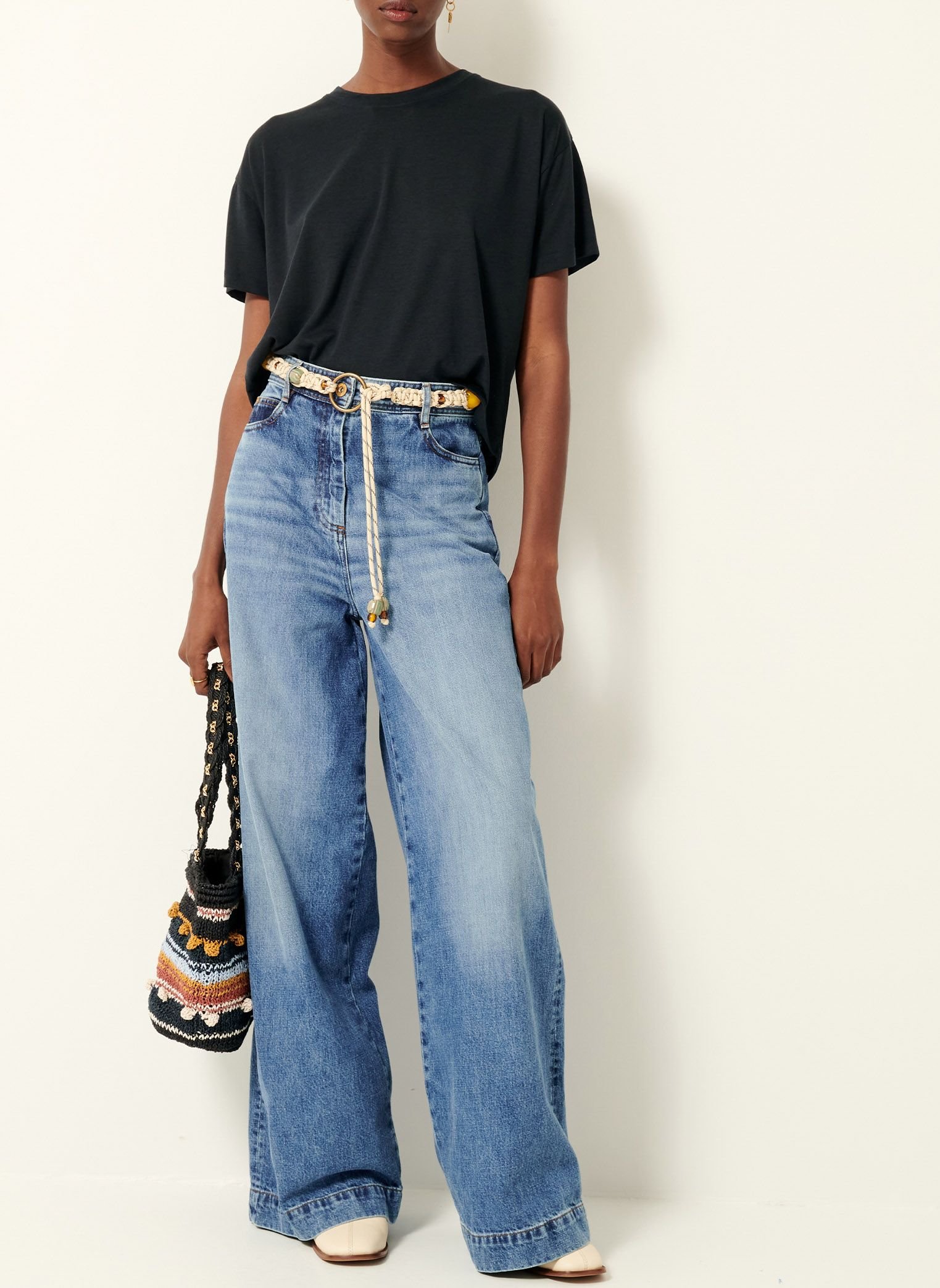 Tee-shirt ample col rond fluide too SESSUN Noir