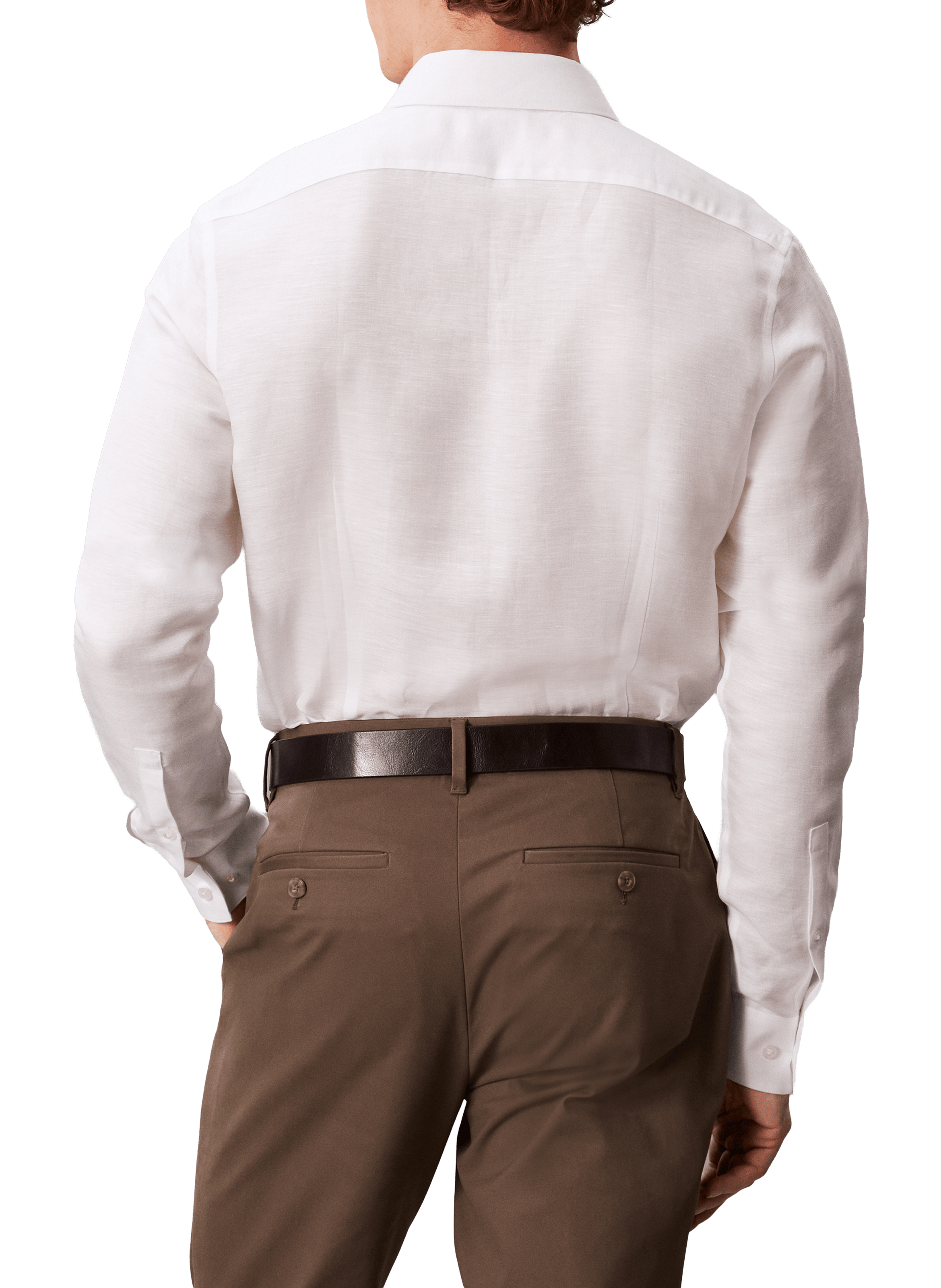 Chemise droite en lin mélangé CALVIN KLEIN Blanc