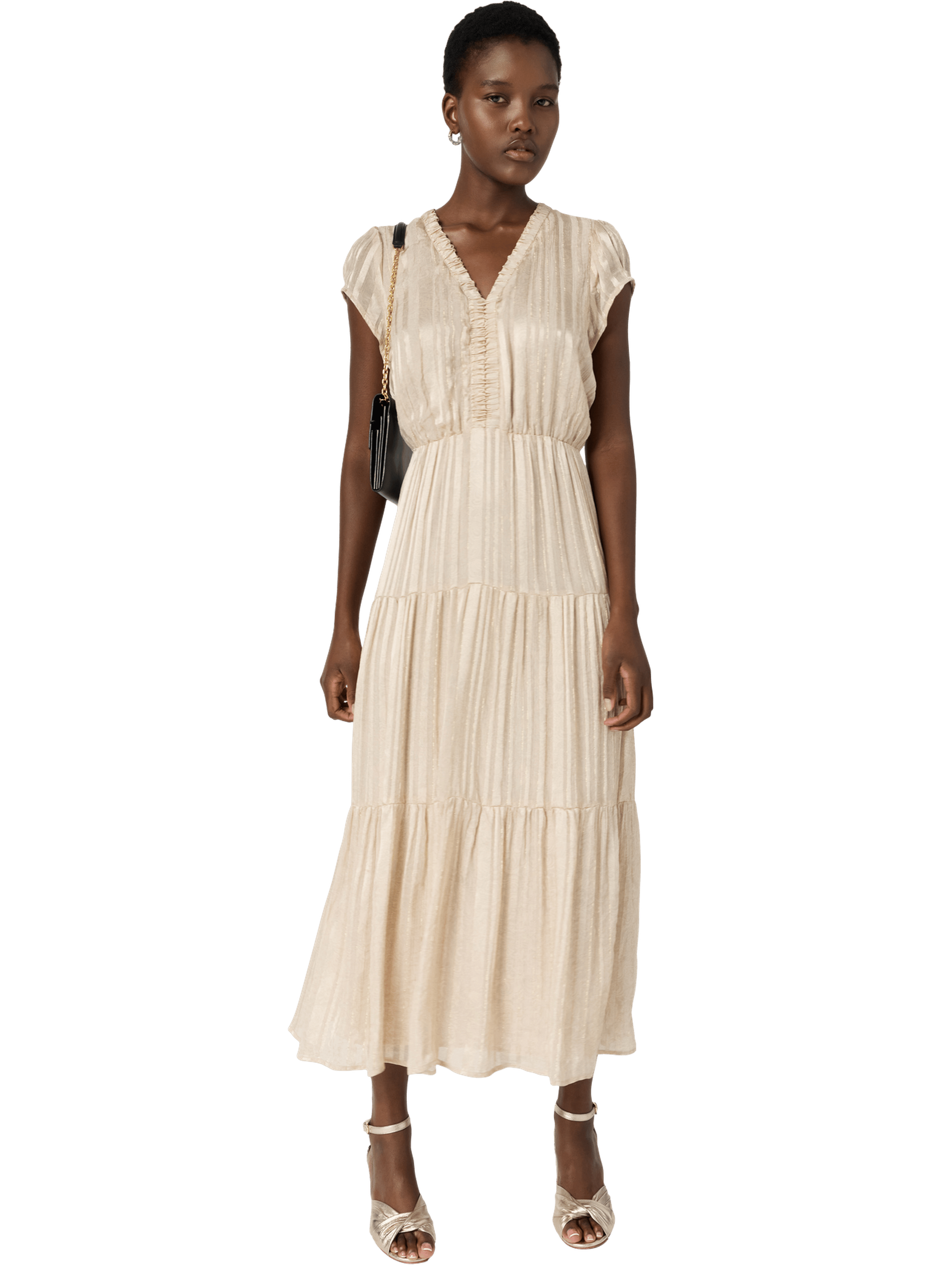 Robe longue et cintrée à lurex doré - rionna GERARD DAREL Beige