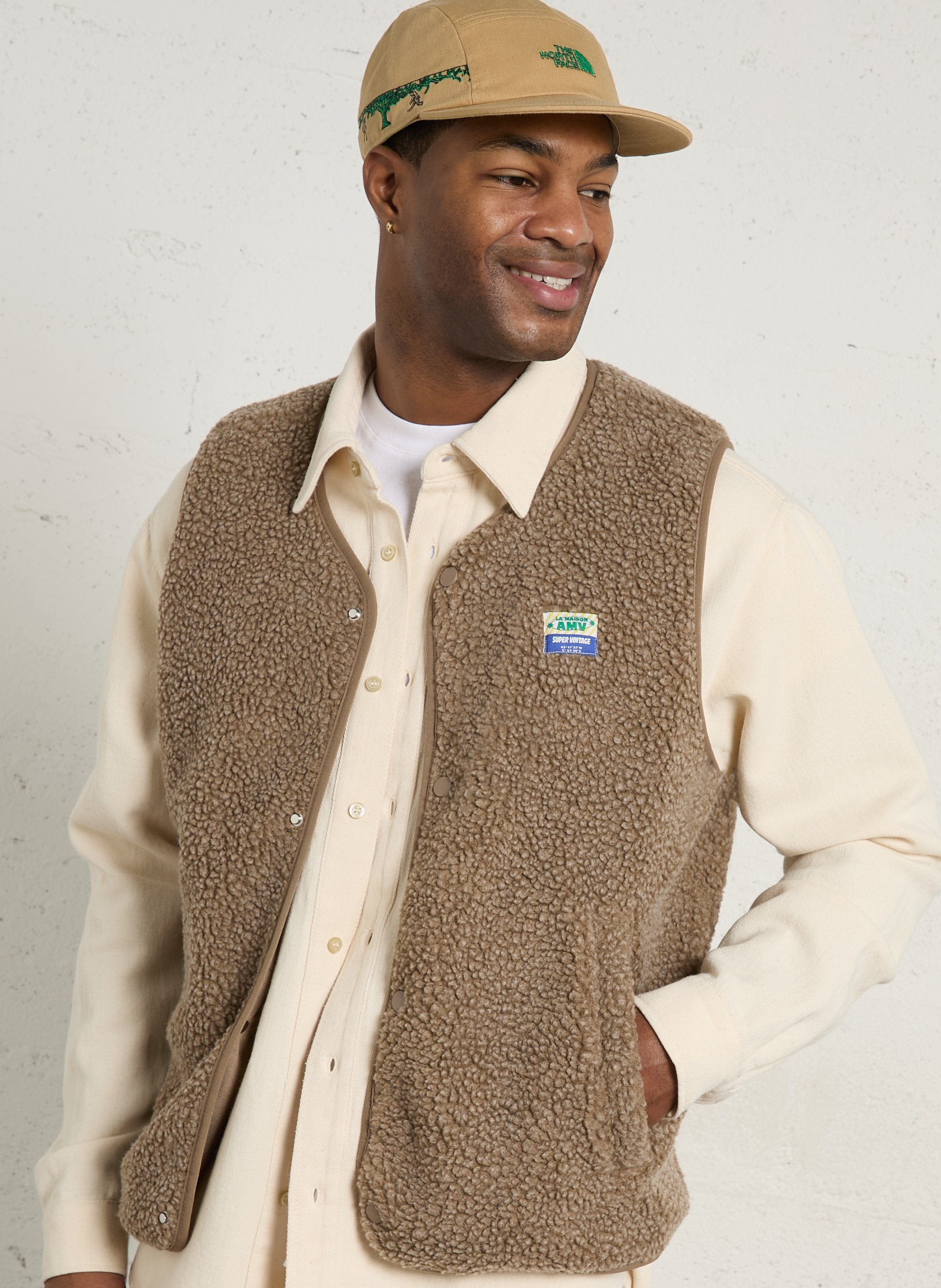 Veste col rond en sherpa hoktown AMERICAN VINTAGE Marron