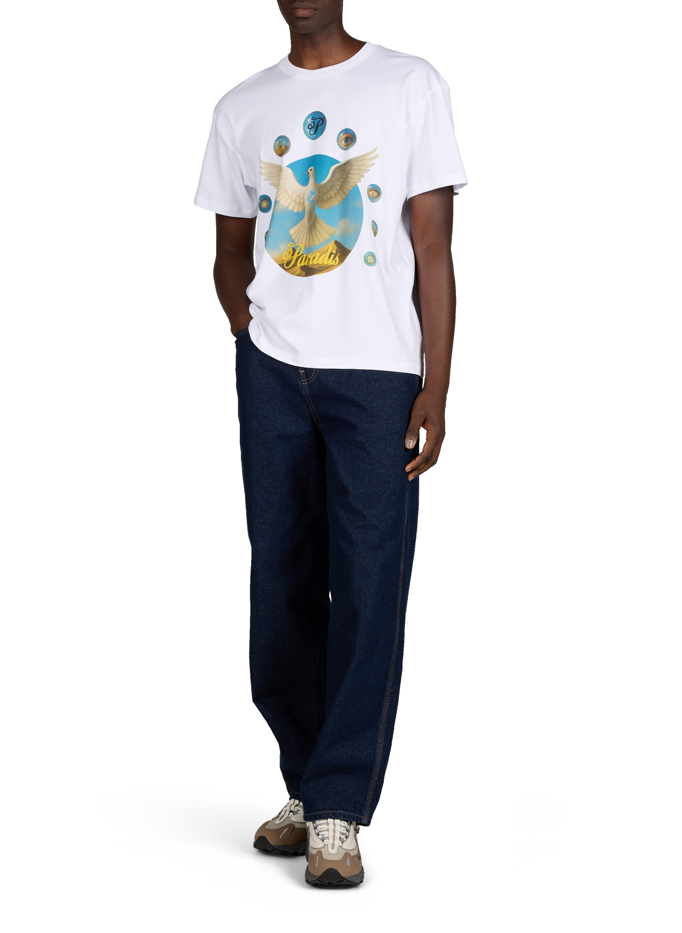 Biker-style cotton t-shirt 3 PARADIS White