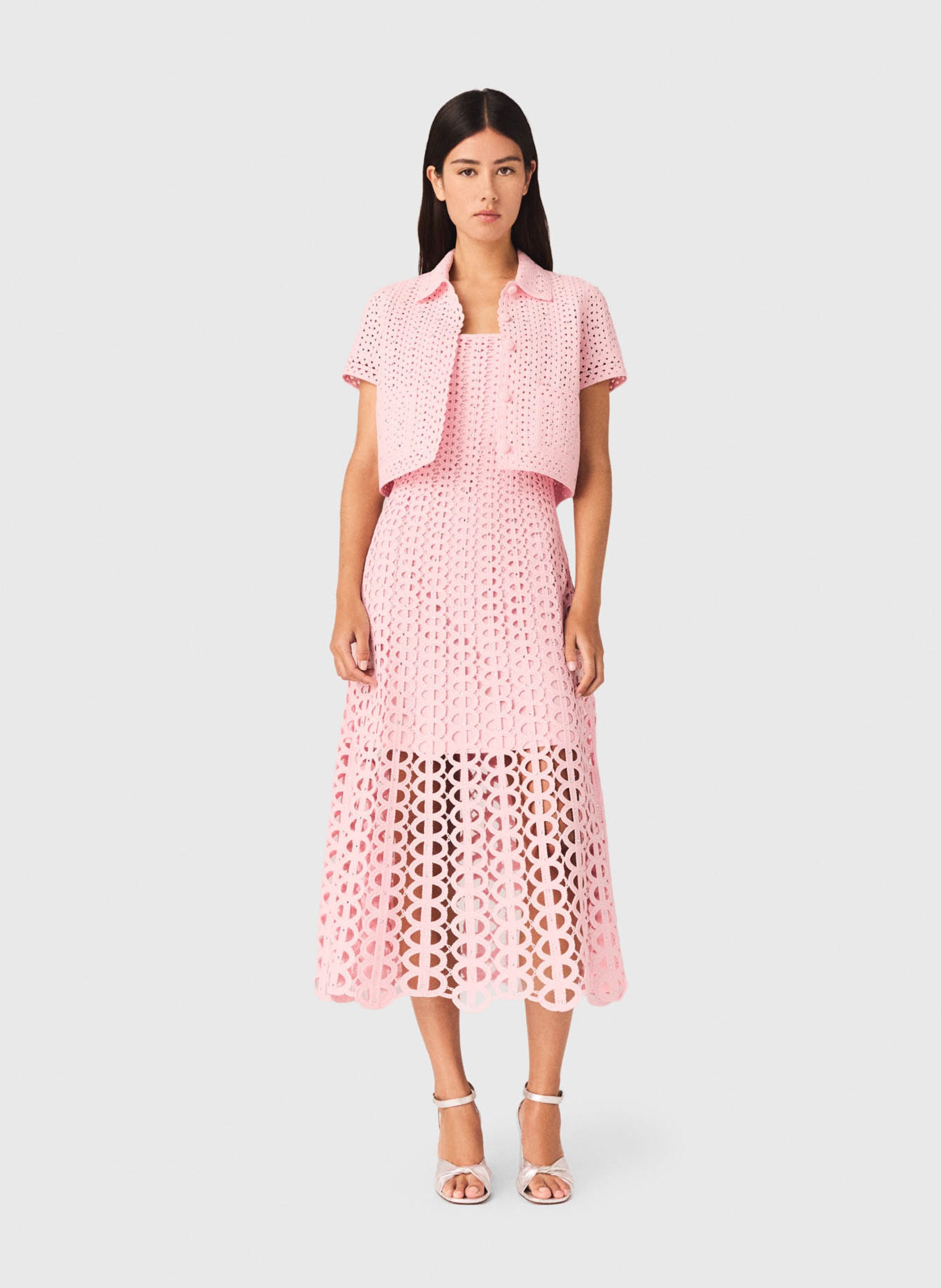 Cardigan droit en maille MAJE Rose