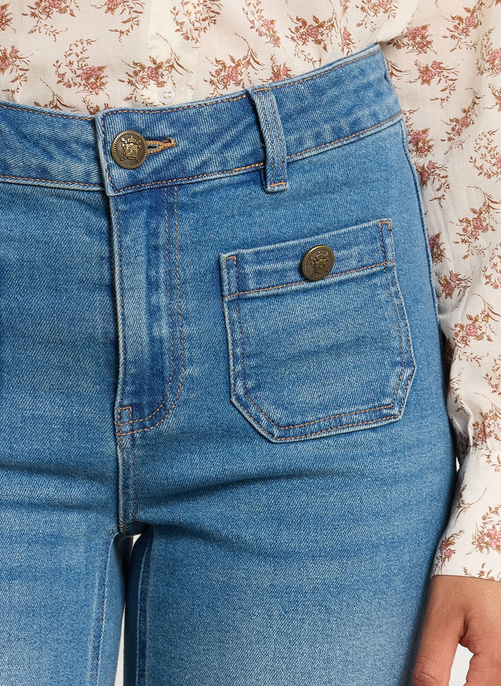 Jean droit raccourci uni mae MAISON 123 Bleu