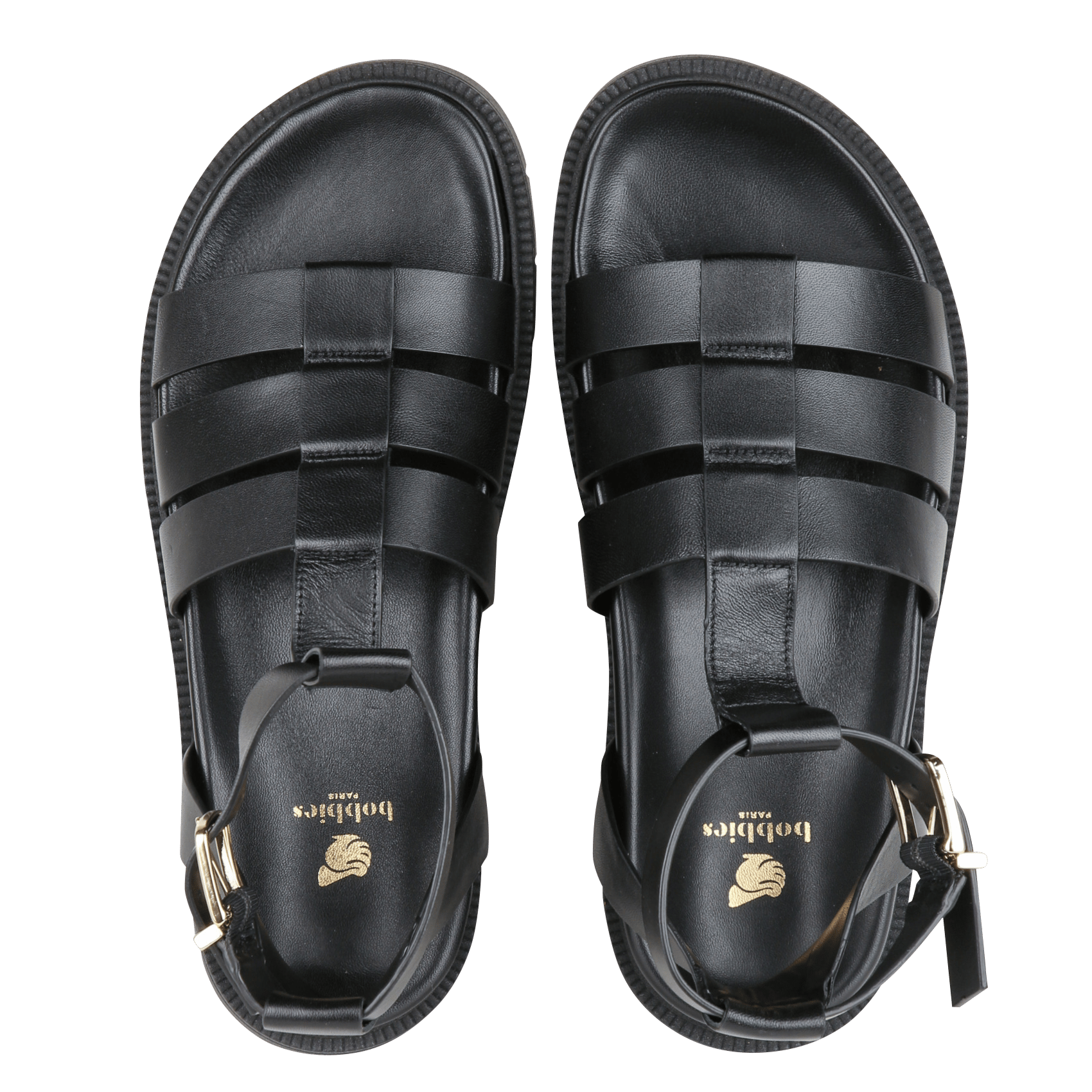 Sandales plates en cuir nellie BOBBIES Noir