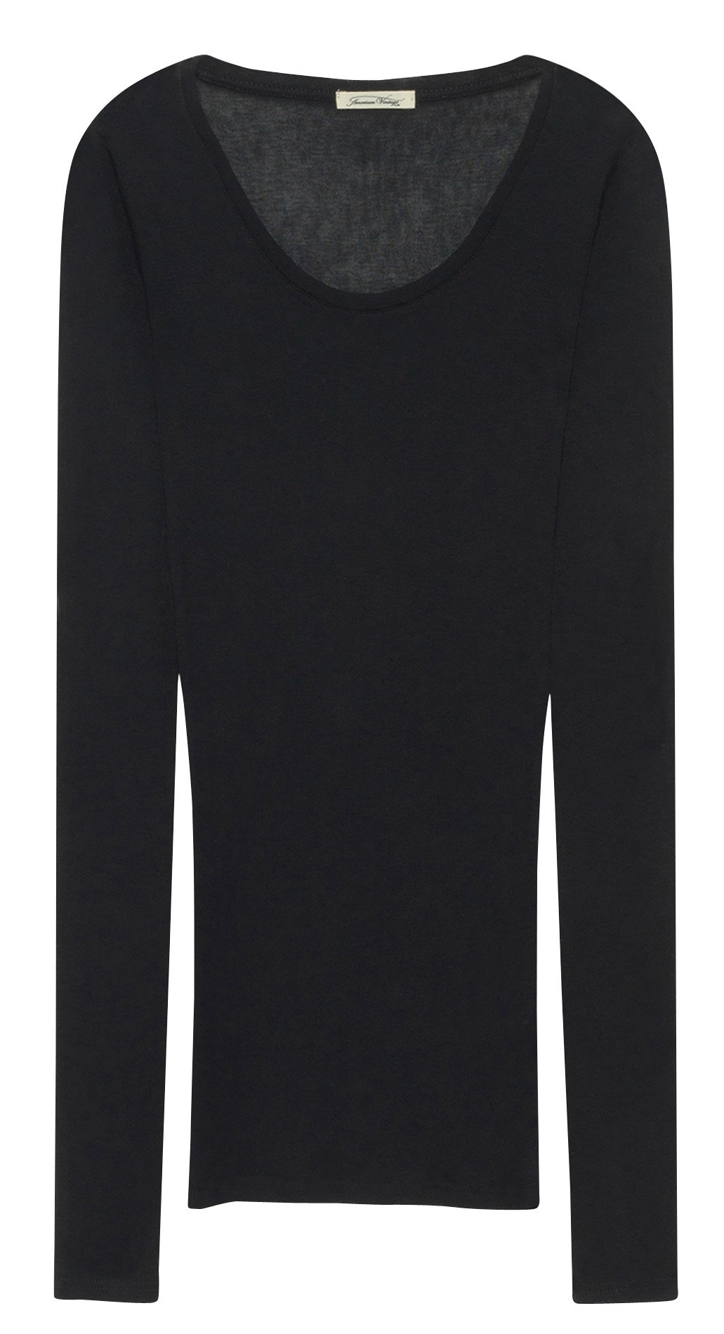 Tee-shirt moulant à col rond en coton massachusetts AMERICAN VINTAGE Noir