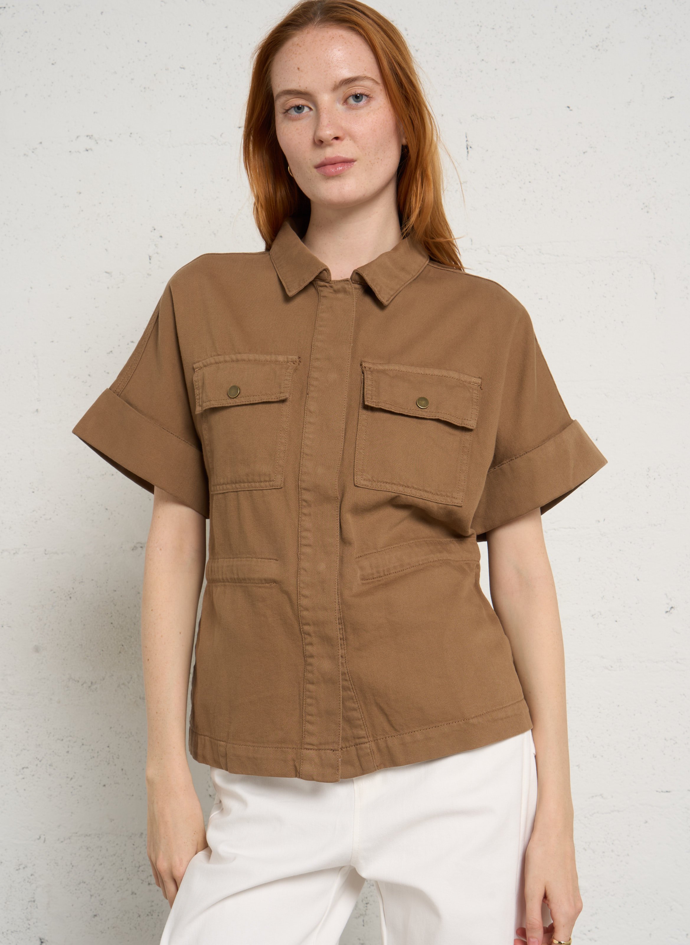 Chemise col classique en coton vita MAISON 123 Marron