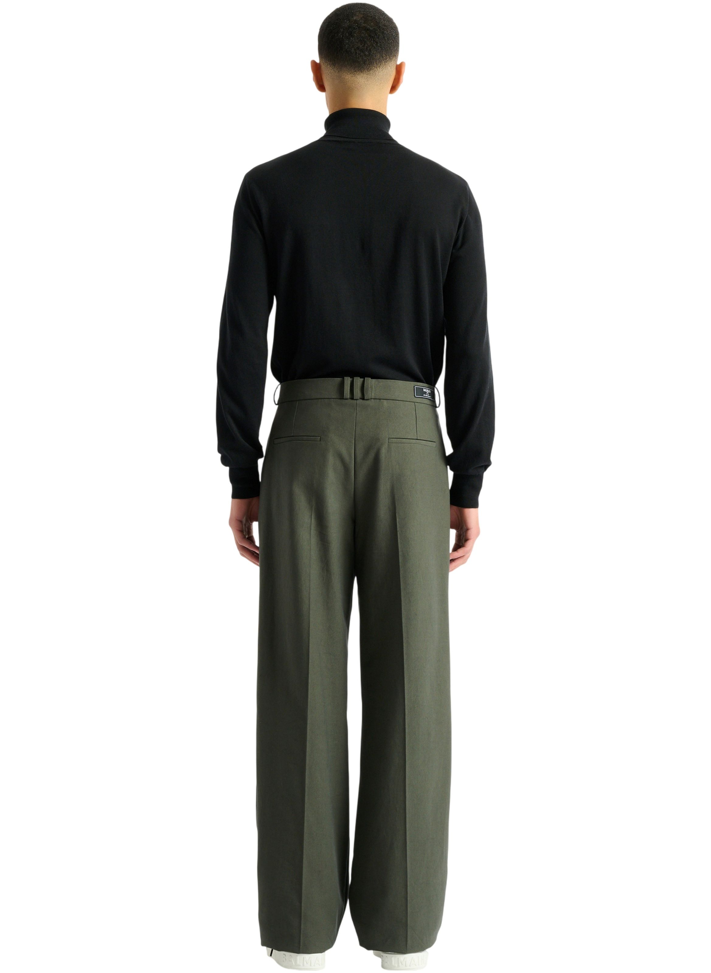 Pantalon en sergé de coton BALMAIN Vert