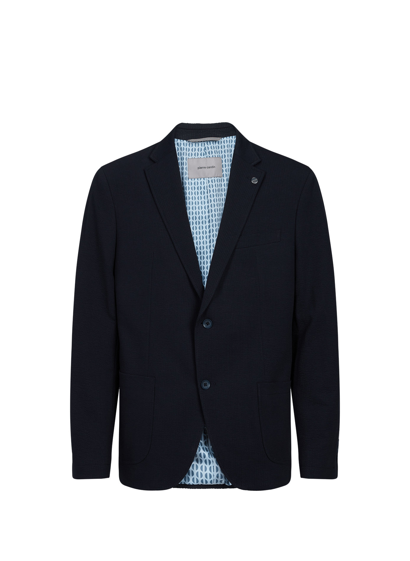 Textured straight fit cotton blend blazer PIERRE CARDIN Blue