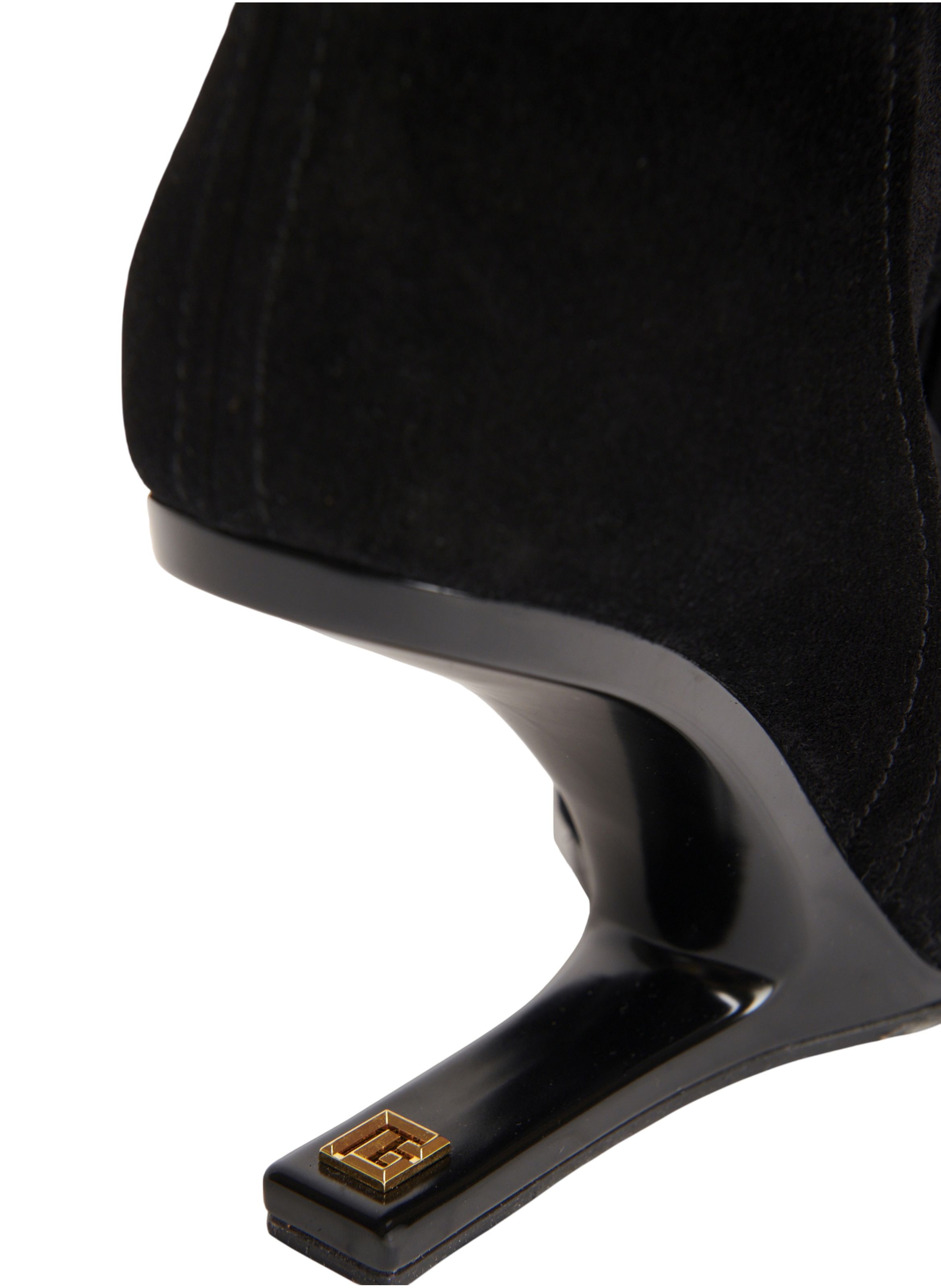 Bottines no wedge à pompon en cuir suédé BALMAIN Noir