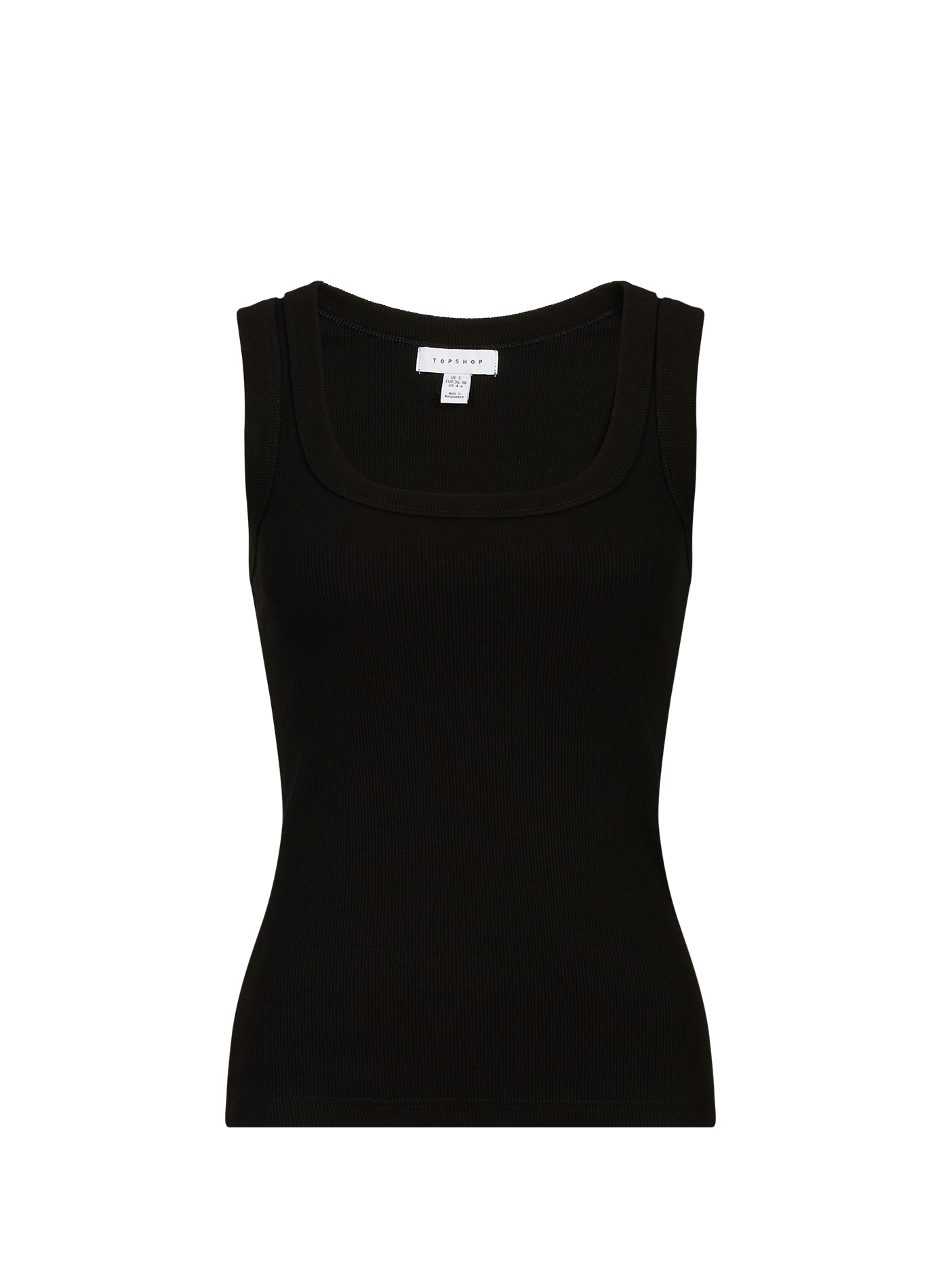 Canottiera a coste in misto cotone TOPSHOP Nero
