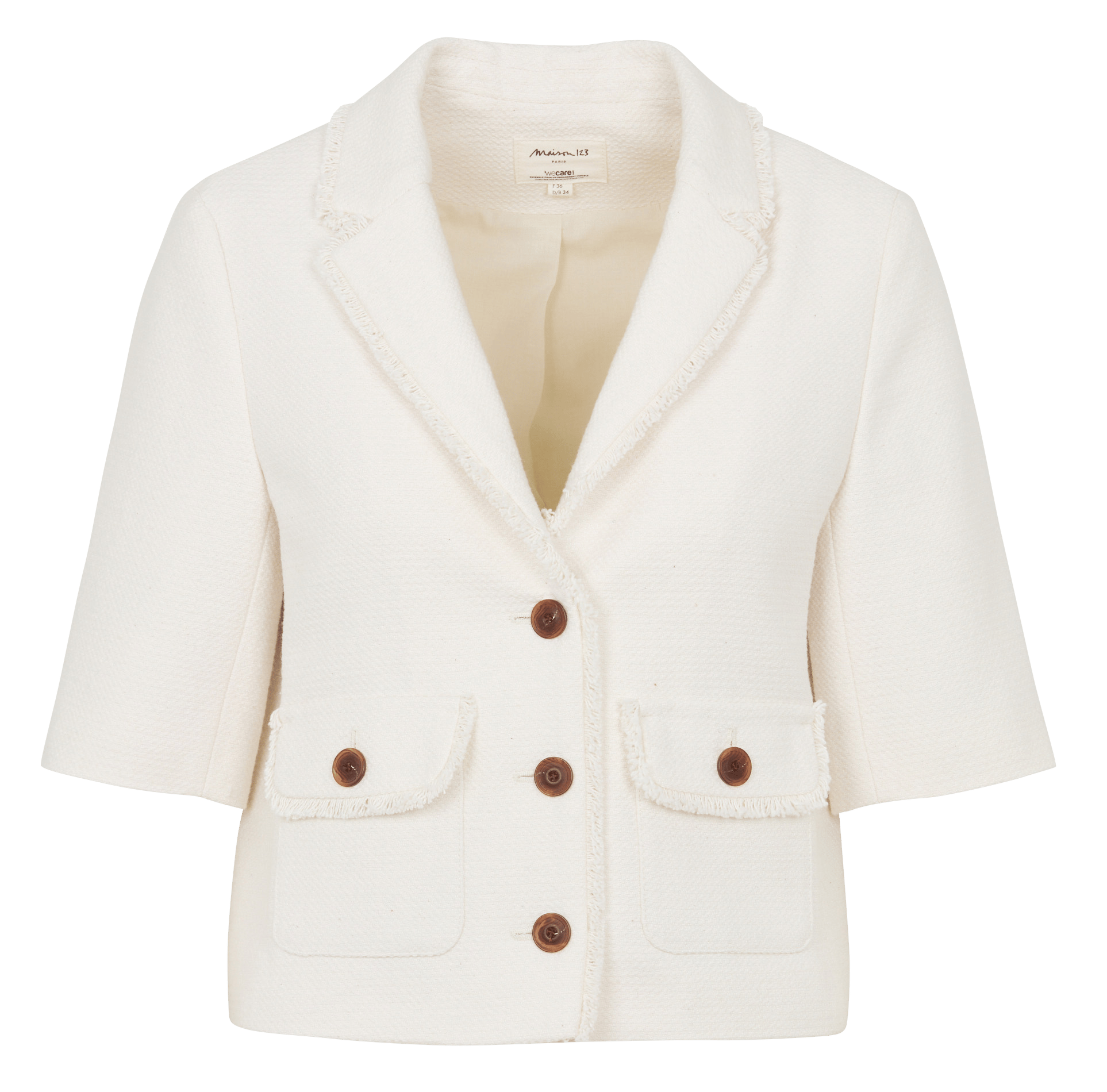 Veste col tailleur en coton mélangé valence MAISON 123 Blanc