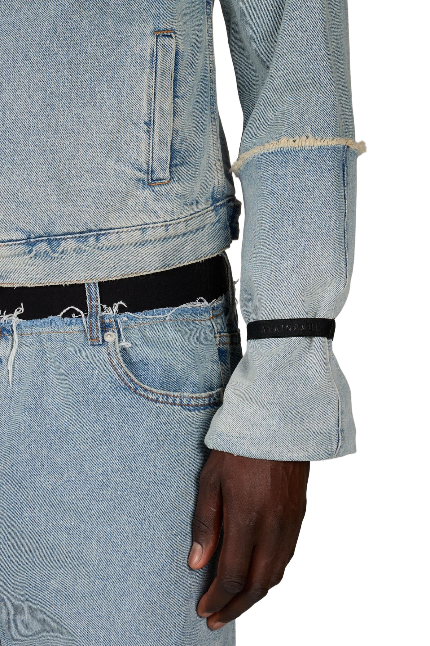 Veste manches longues à bord déchiré en coton ALAINPAUL Bleu