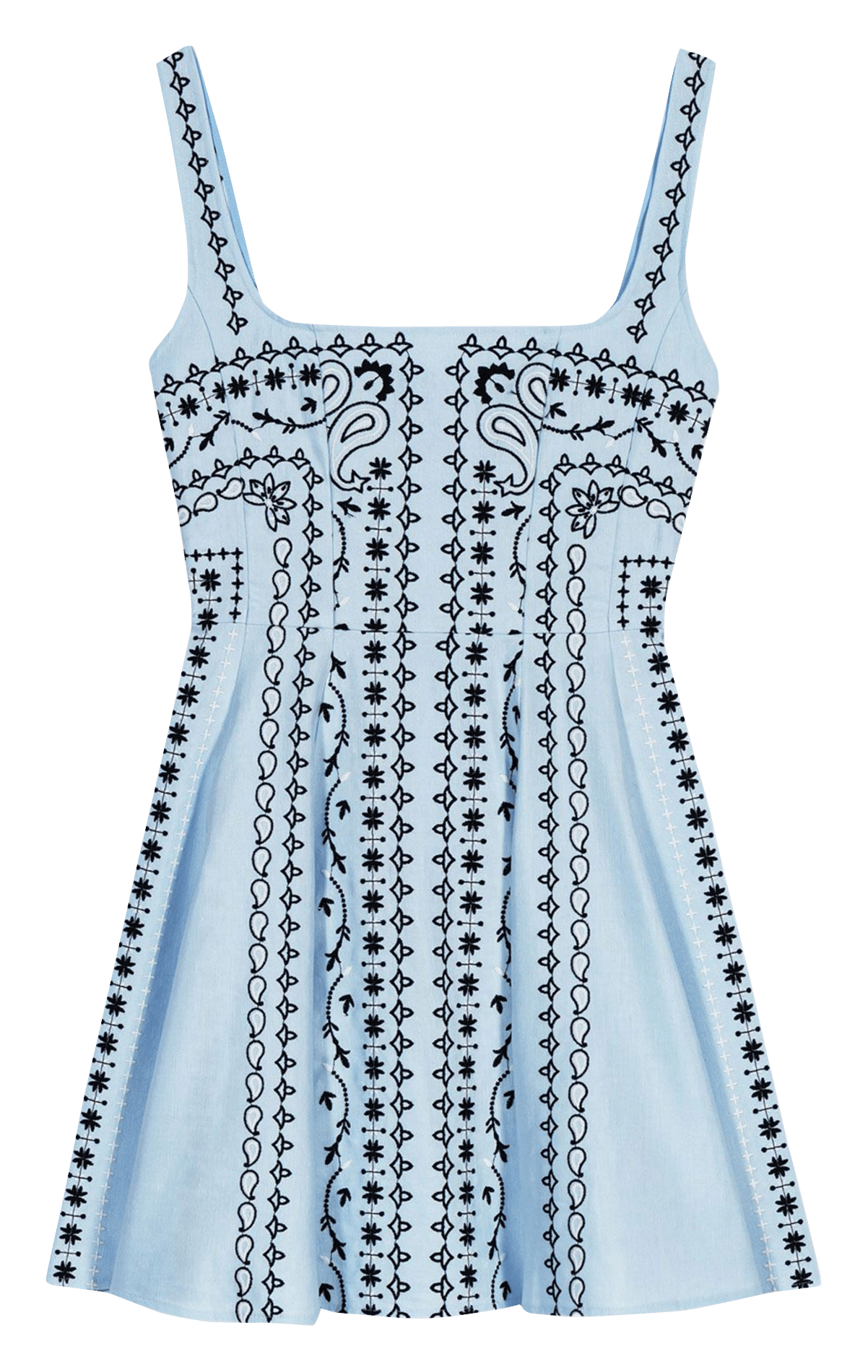 Robe courte évasée en lin mélangé MAJE Bleu