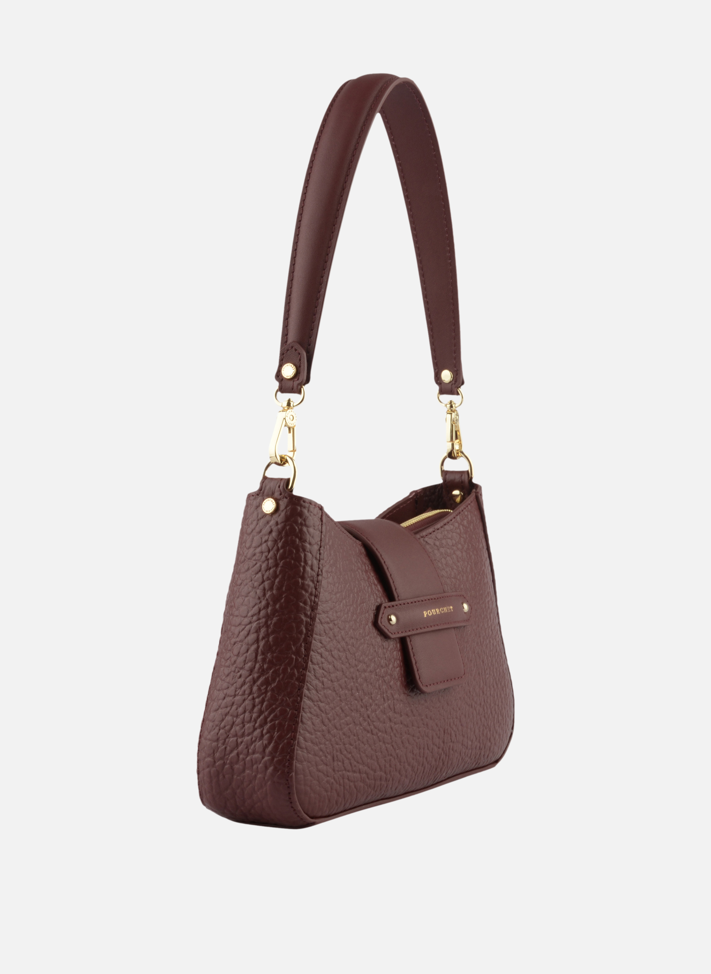 Fleuves | sac à main en cuir de vachette POURCHET Rouge